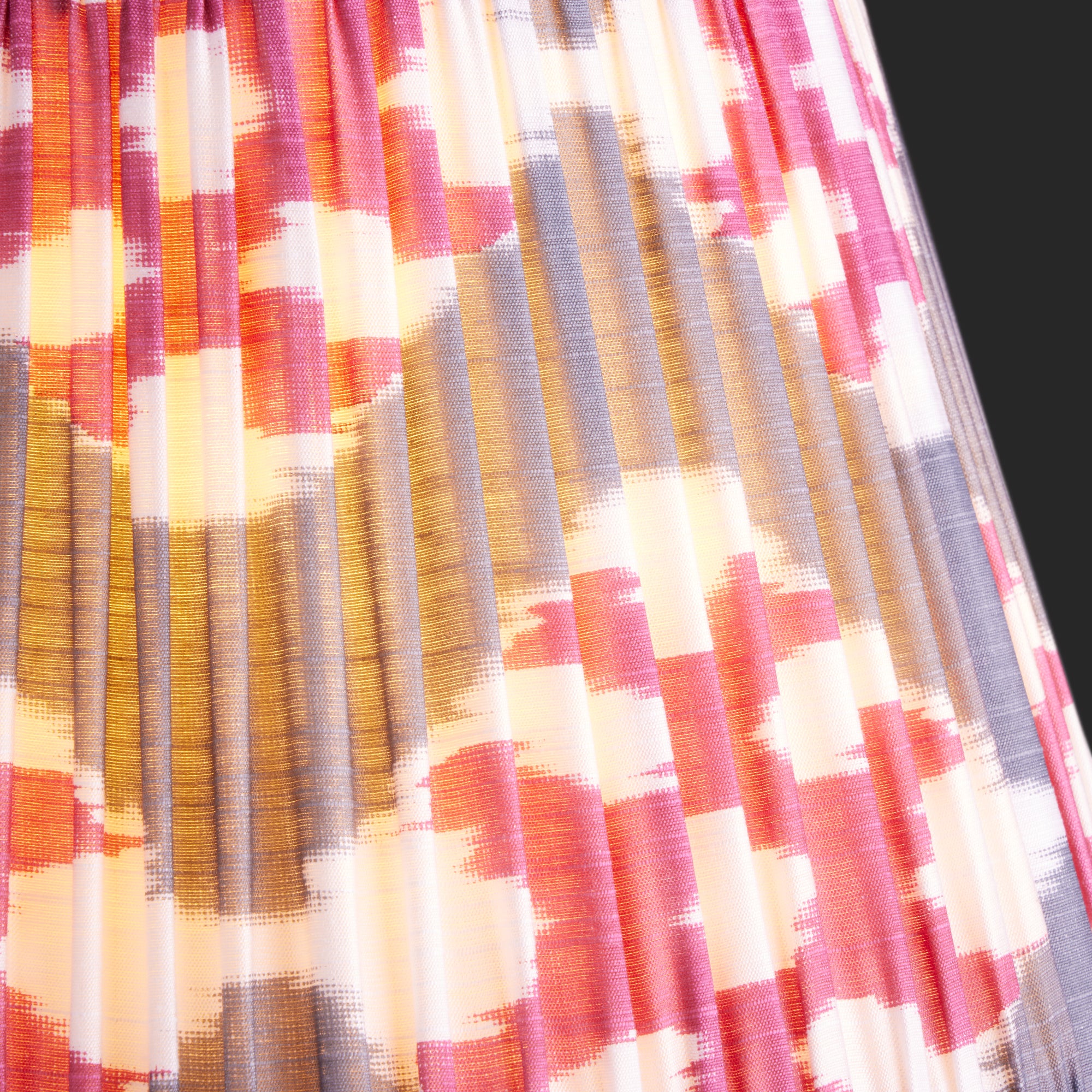 6 inch empire clip on shade in darjee ikat pink and pewter silk - Image 3