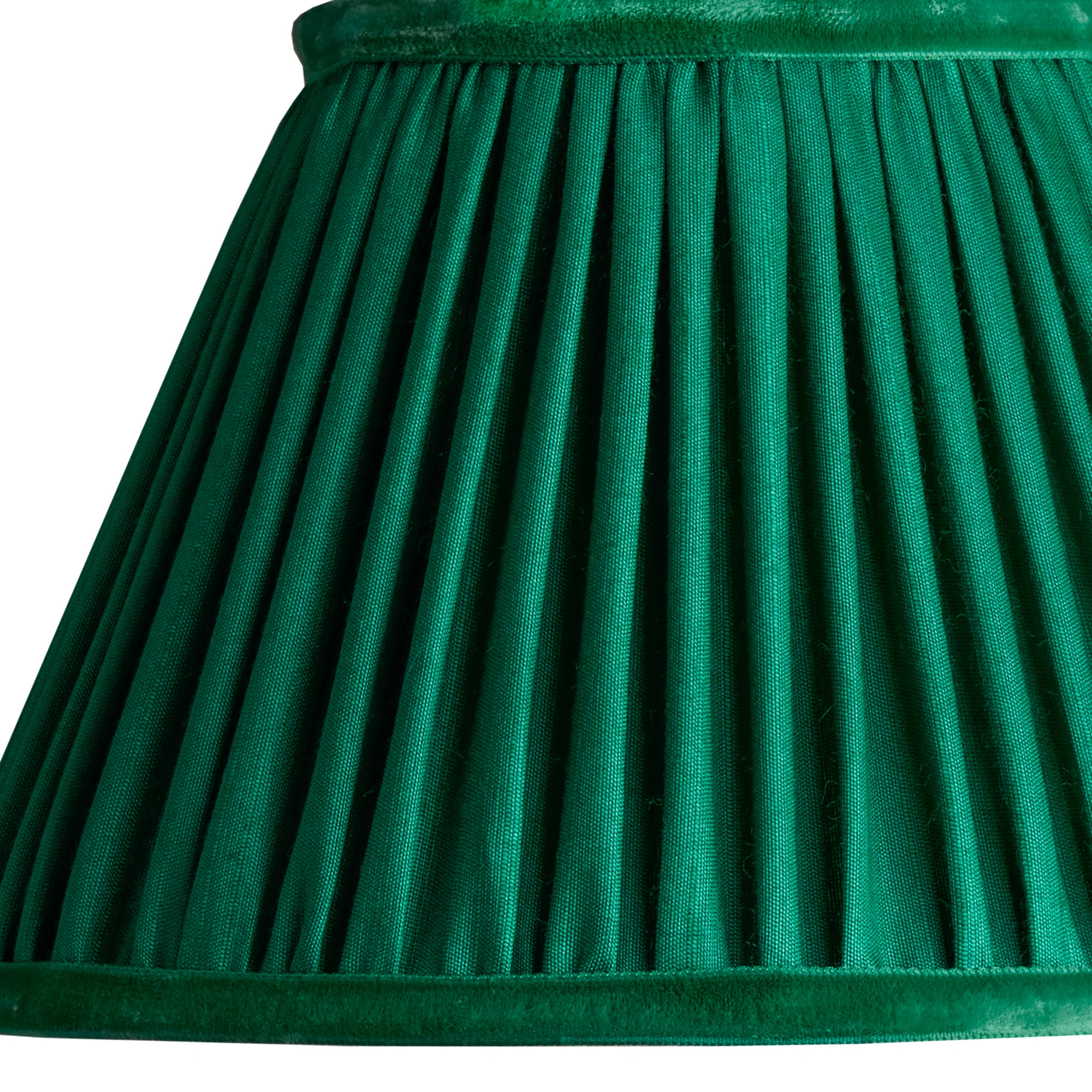 6 inch empire clip on shade in emerald silk with velvet tape
