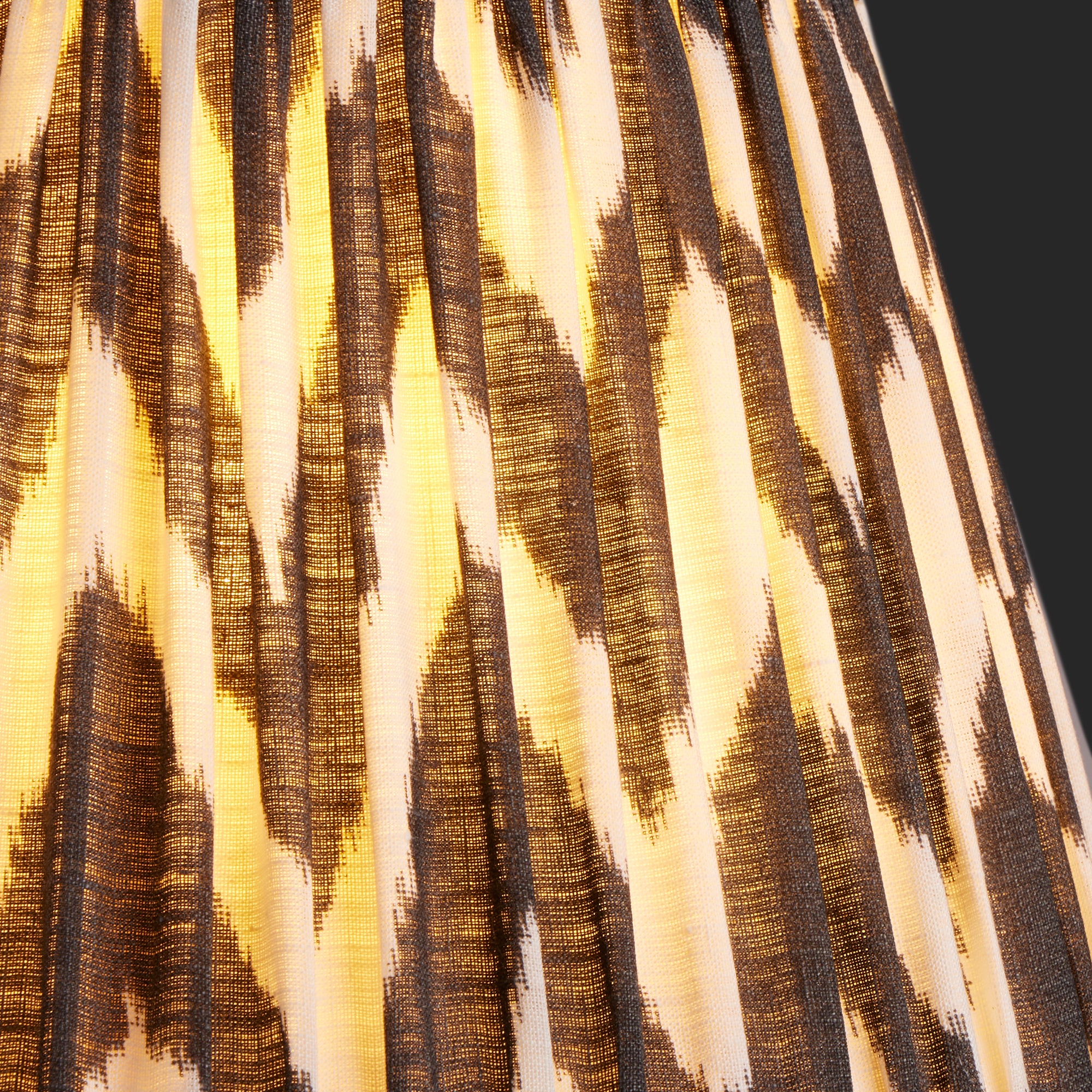 6 inch empire clip on shade in ikat printed zig-zag black linen - Image 3