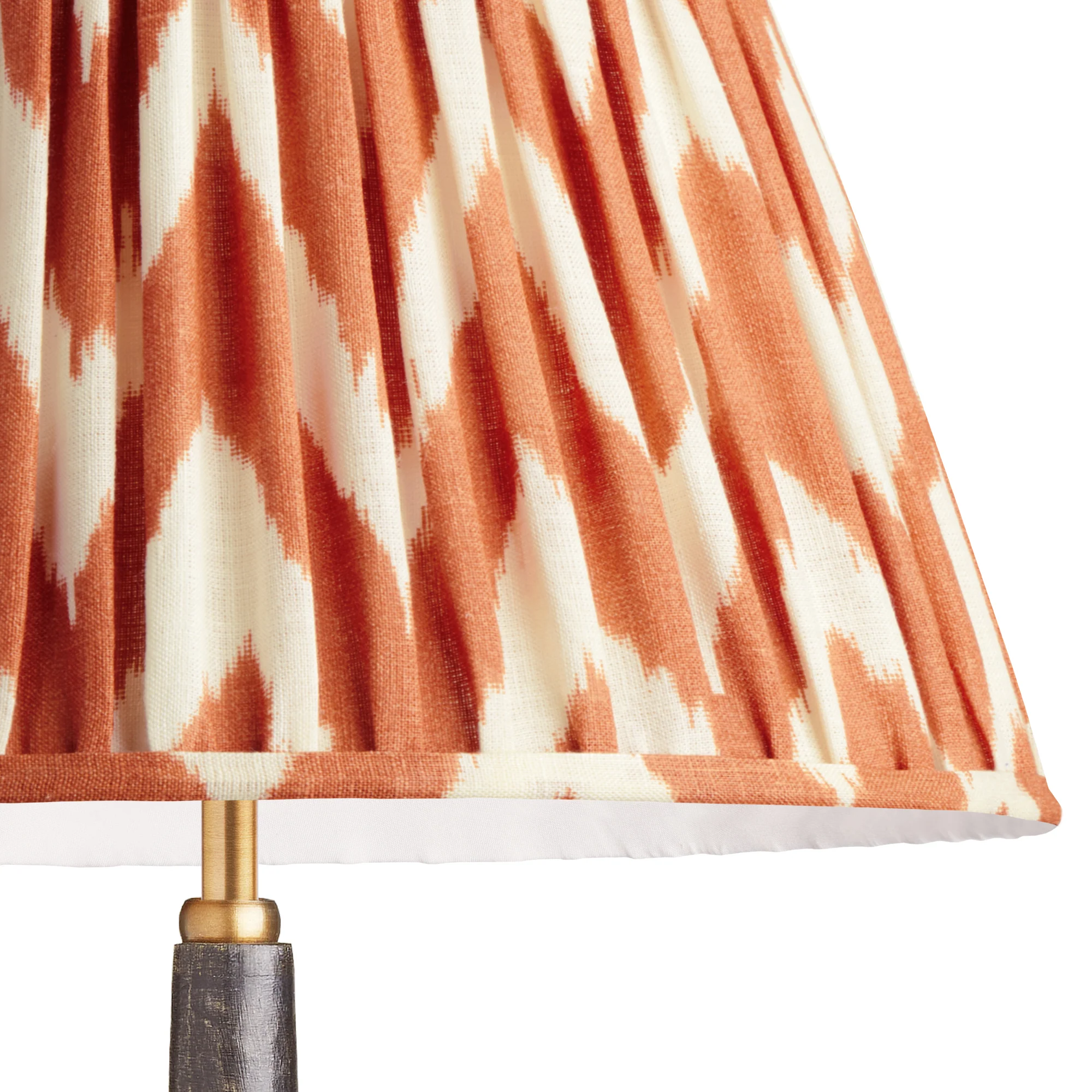 6 inch empire clip on shade in ikat printed zig-zag orange linen - Image 2