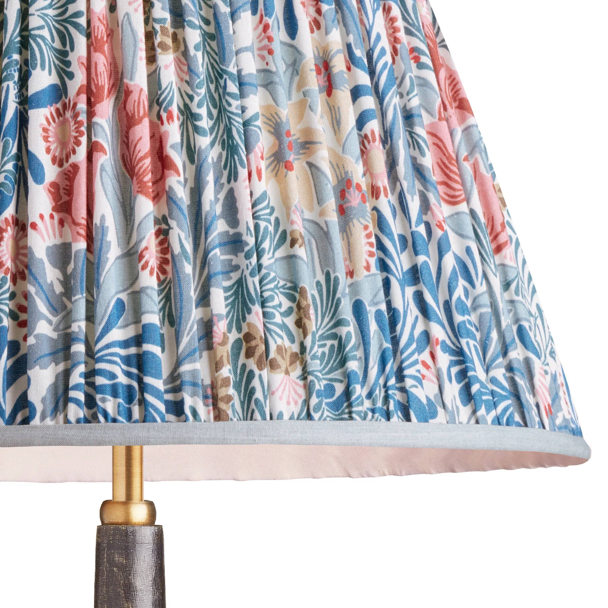 6 inch empire clip on shade in indigo and barbed berry bower printed cotton by Morris & co. - Image 2