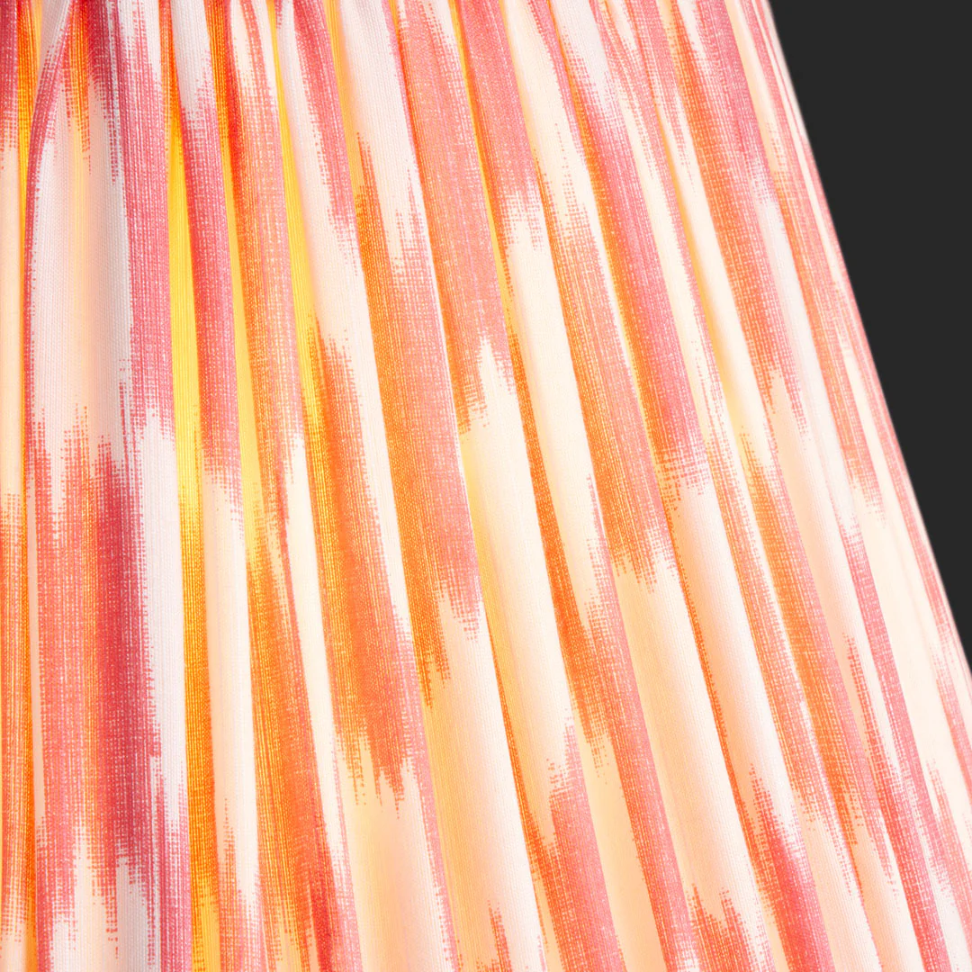 6 inch empire shade for cordless lamps in atlas ikat coral and cream silk - Image 3