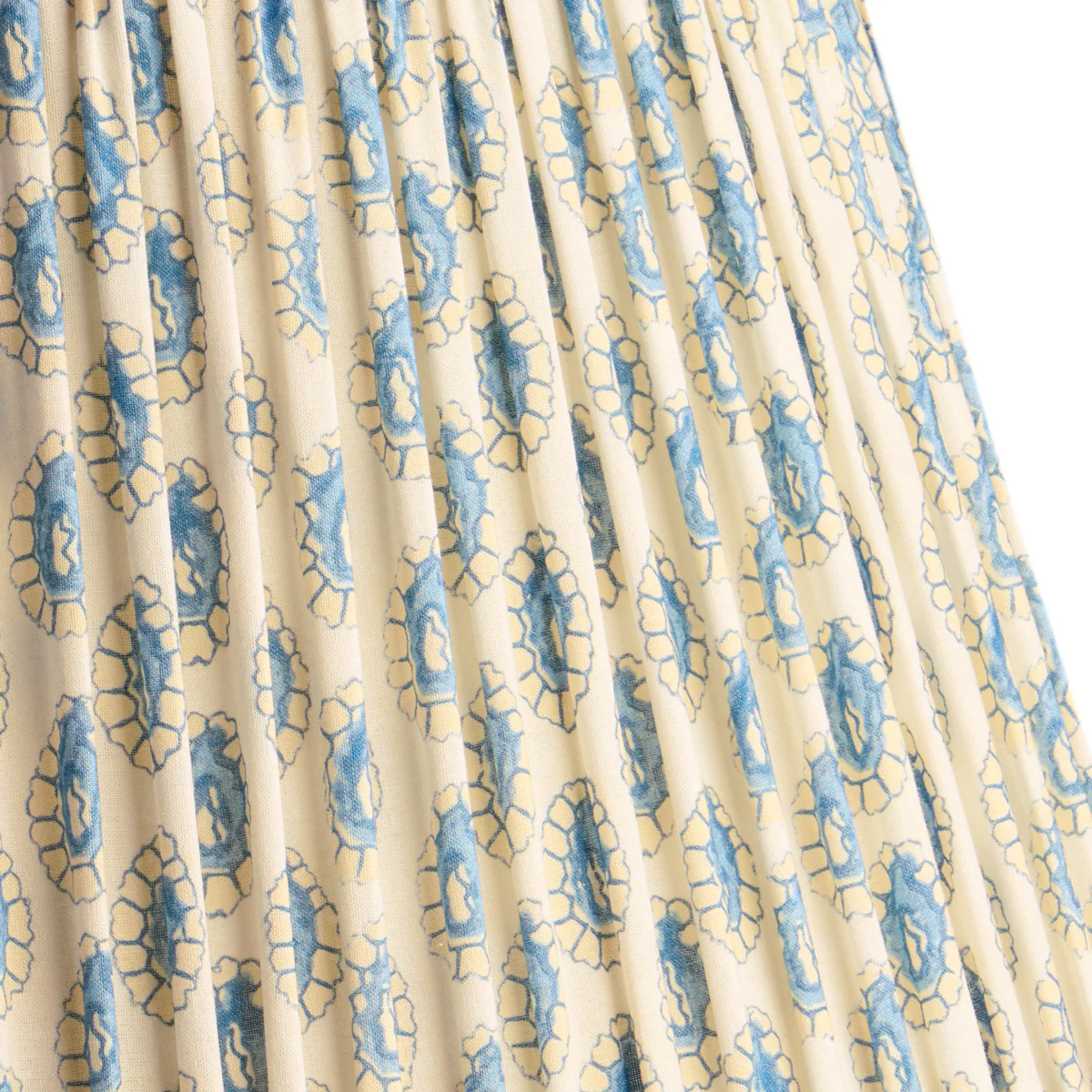 6 inch empire shade for cordless lamps in blue and white block printed Dotty gathered cotton by GP & J Baker