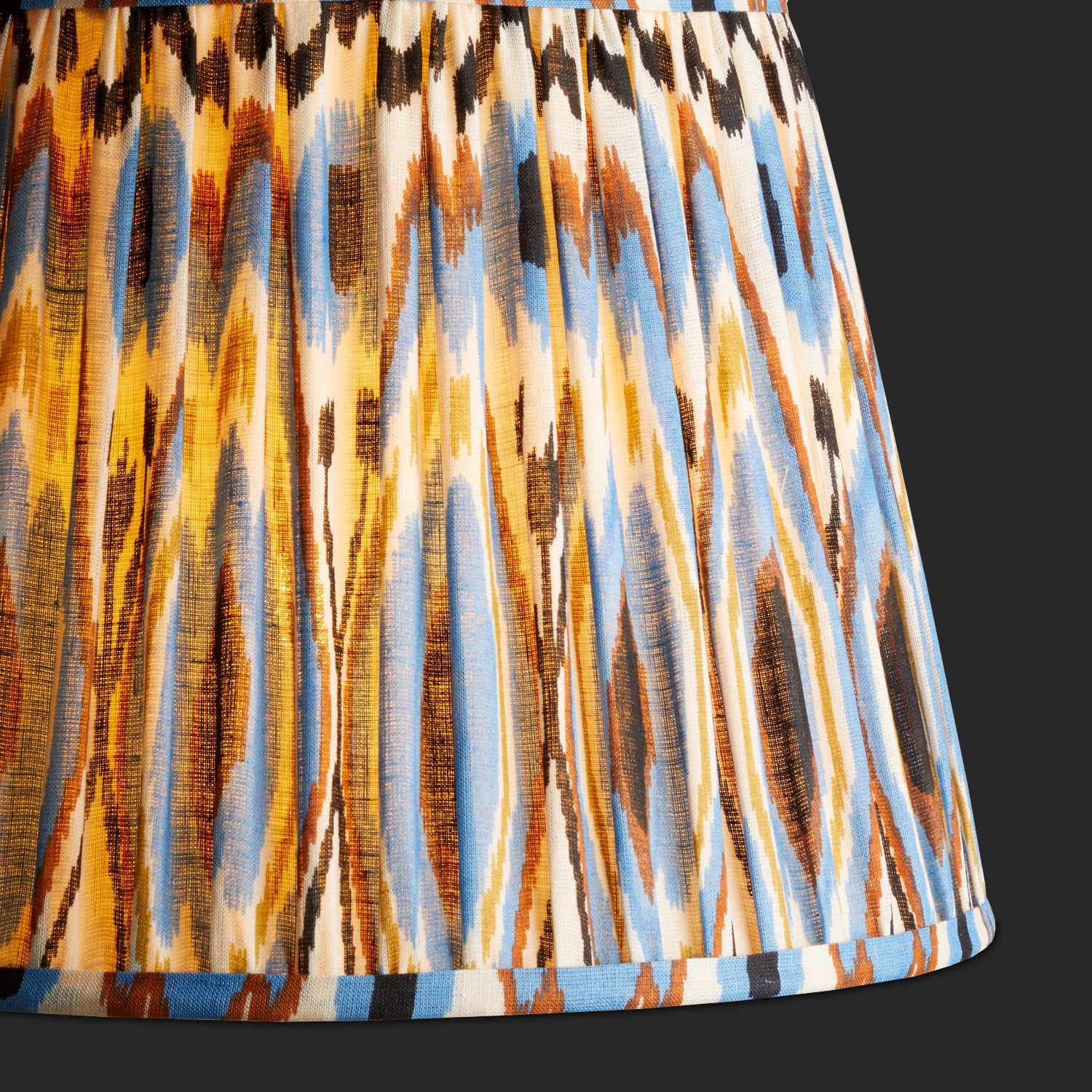 6 inch Empire shade for cordless lamps in blue Heraldic Printed Linen Ikat - Image 2