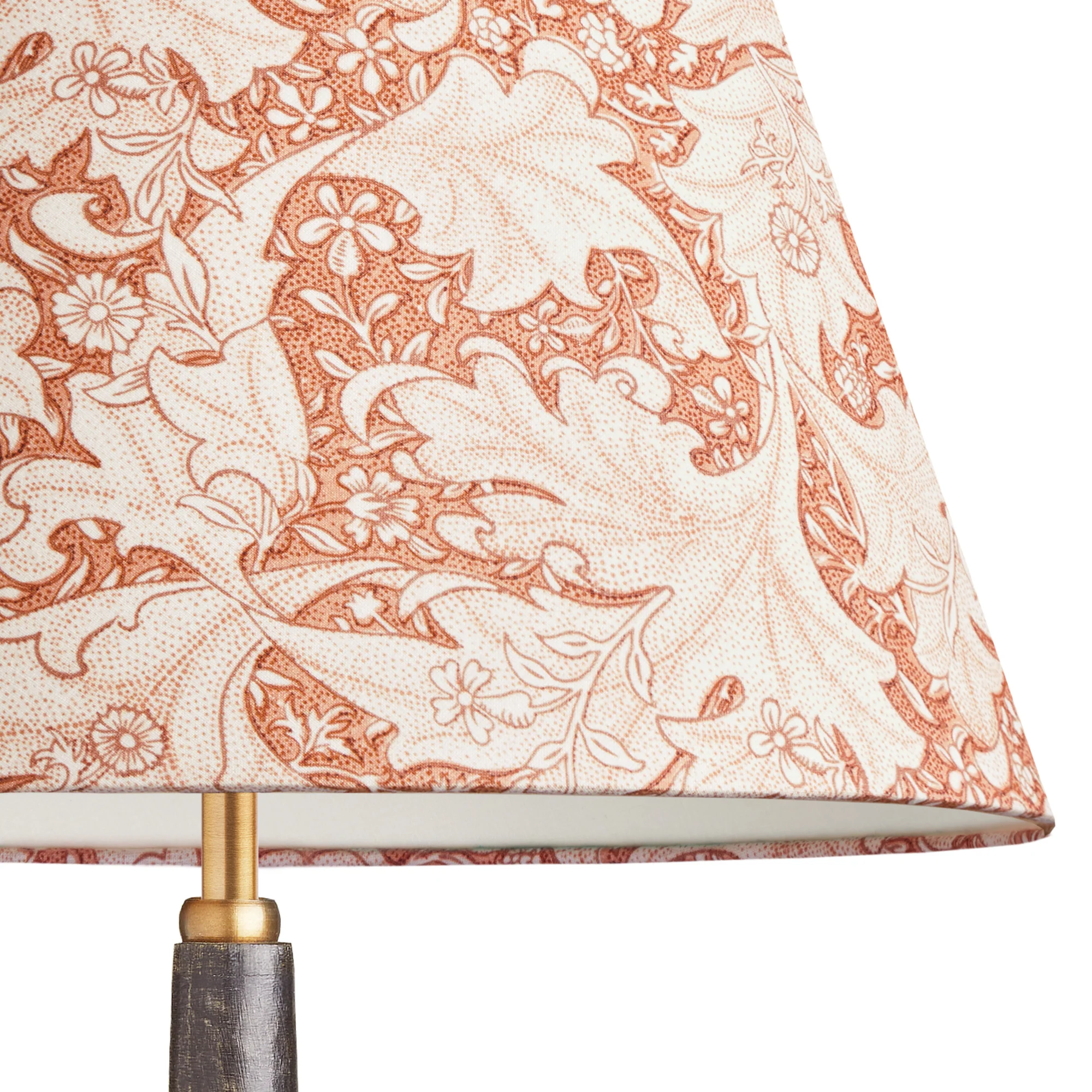6 inch empire shade for cordless lamps in brick dust Wallflower printed cotton by Morris & co. - Image 2