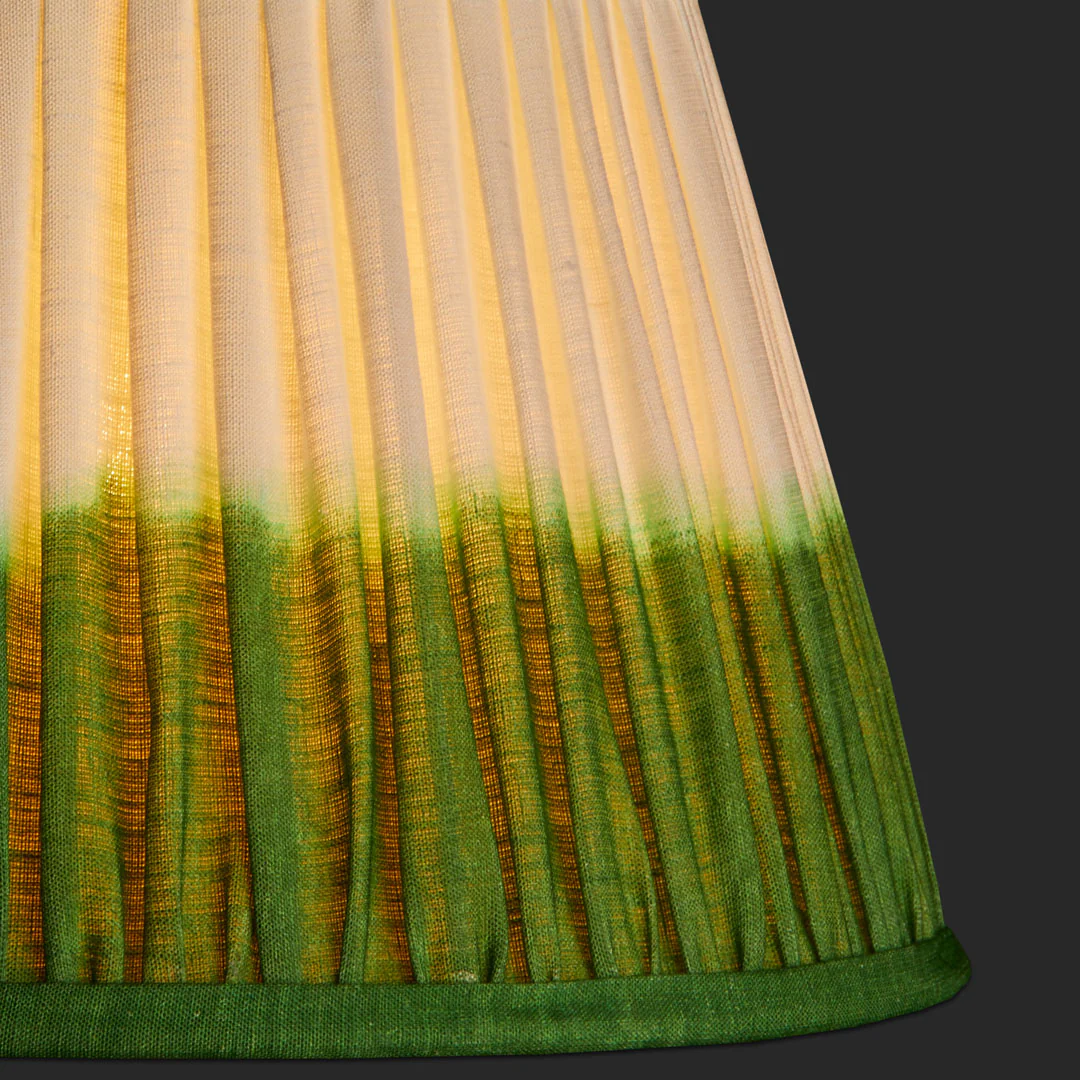 6 inch empire shade for cordless lamps in green shibori linen - Image 2