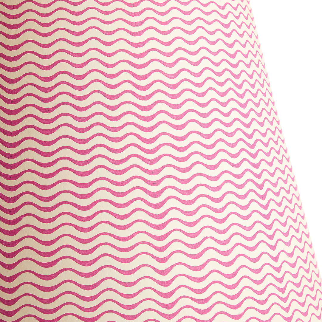 6 inch empire shade for cordless lamps in hot pink ripples hand painted card