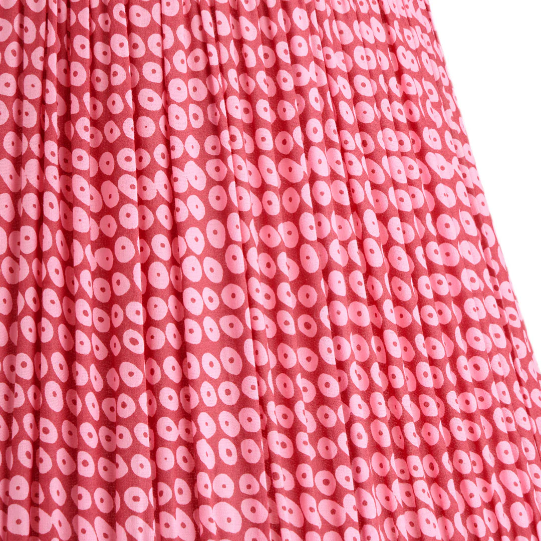 6 inch empire shade for cordless lamps in pink block printed cotton