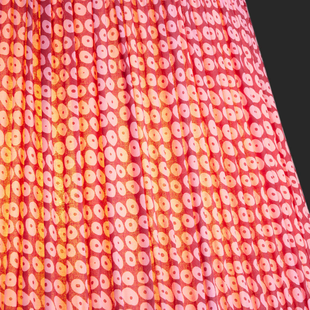 6 inch empire shade for cordless lamps in pink block printed cotton - Image 3