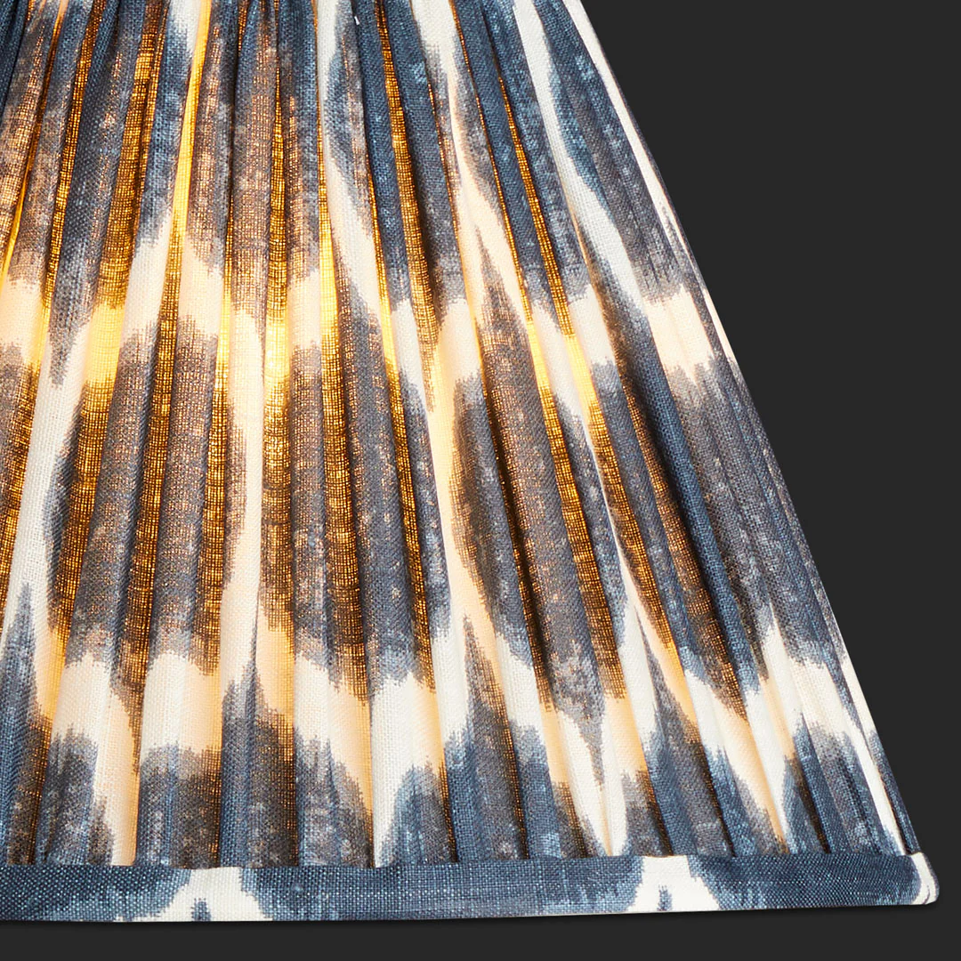 6 inch empire shade for cordless lamps in yoda ikat printed navy linen - Image 3