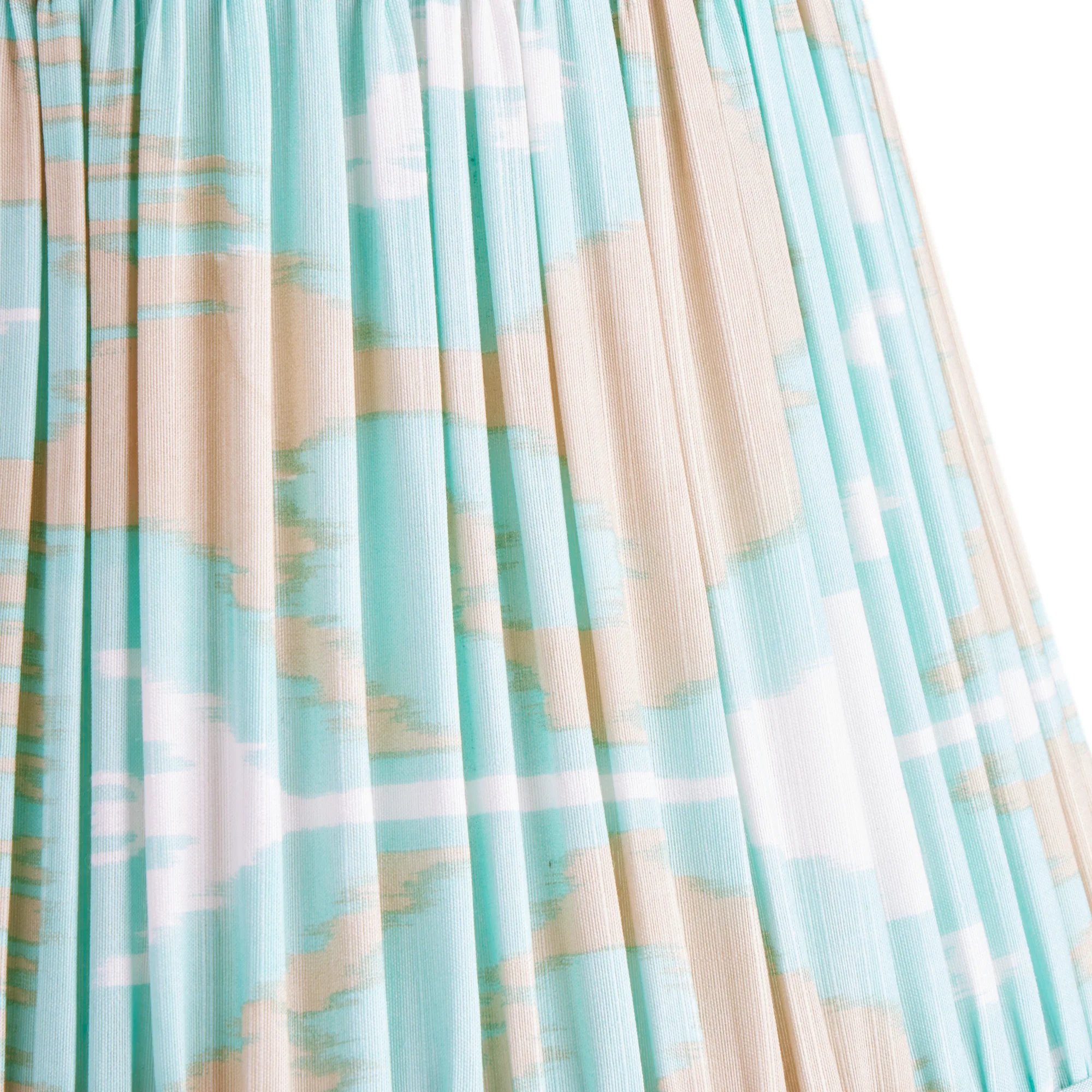 6 inch empire clip on silk ikat shade in turquoise and ecru Koyari