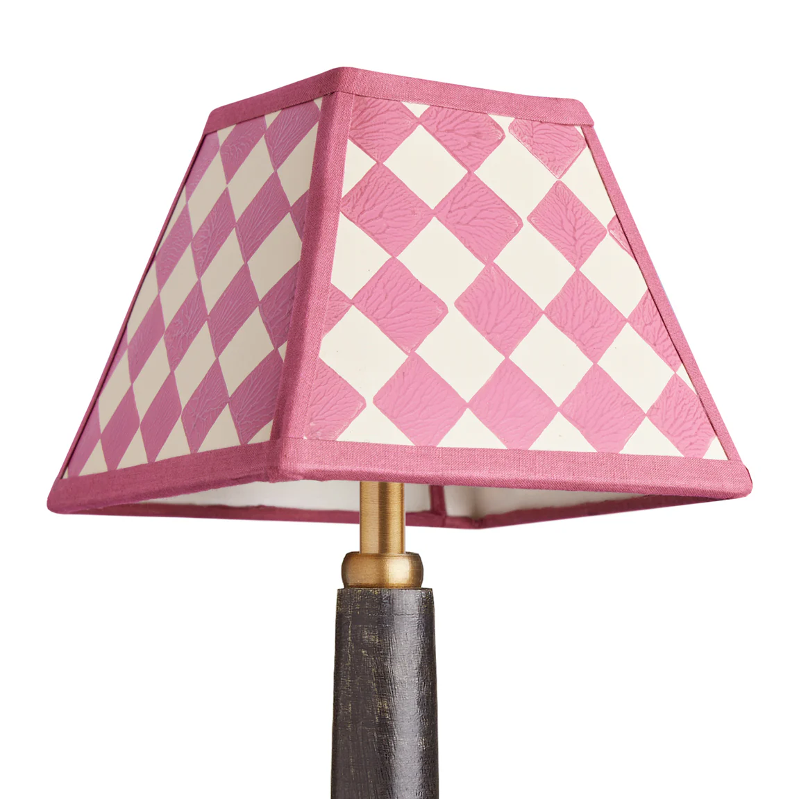 6 inch Milford check square shade for cordless lamps in raspberry - Image 2