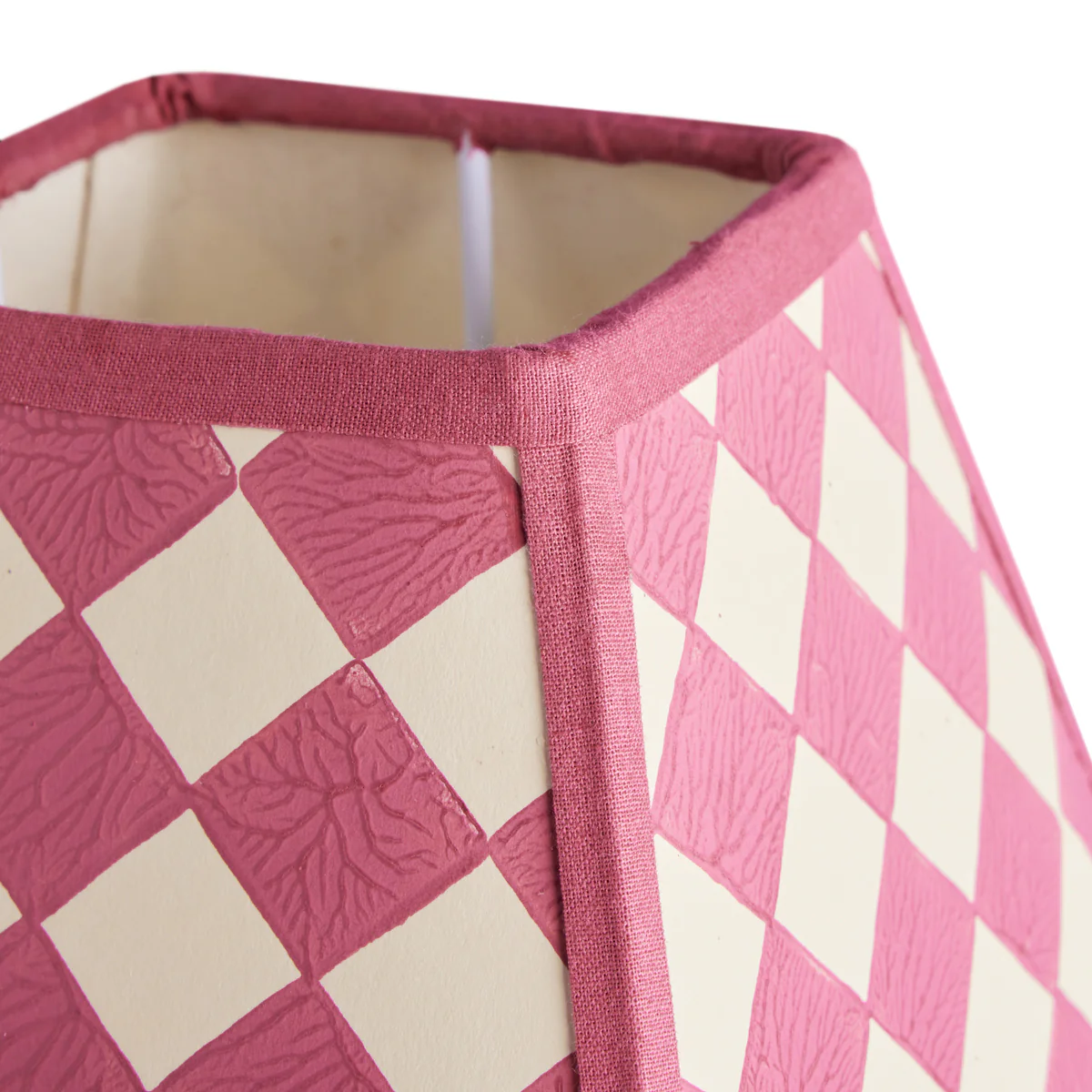 6 inch Milford check square shade in raspberry - Image 4