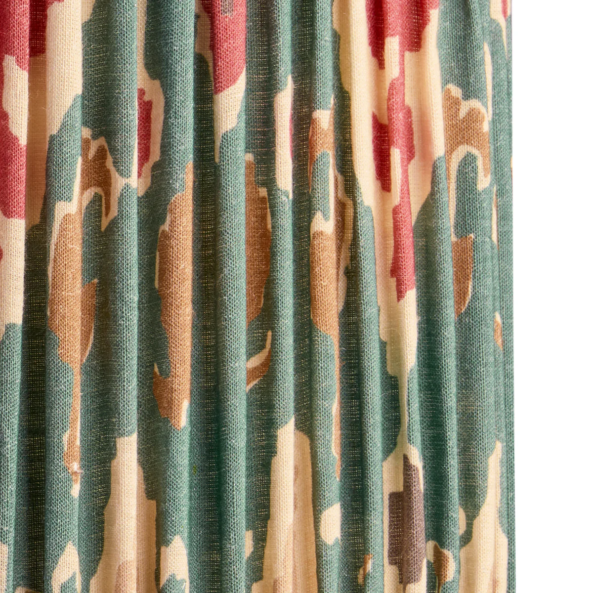6 inch tapered drum shade for cordless lamps in red aqua Bokhara gathered linen by GP & J Baker