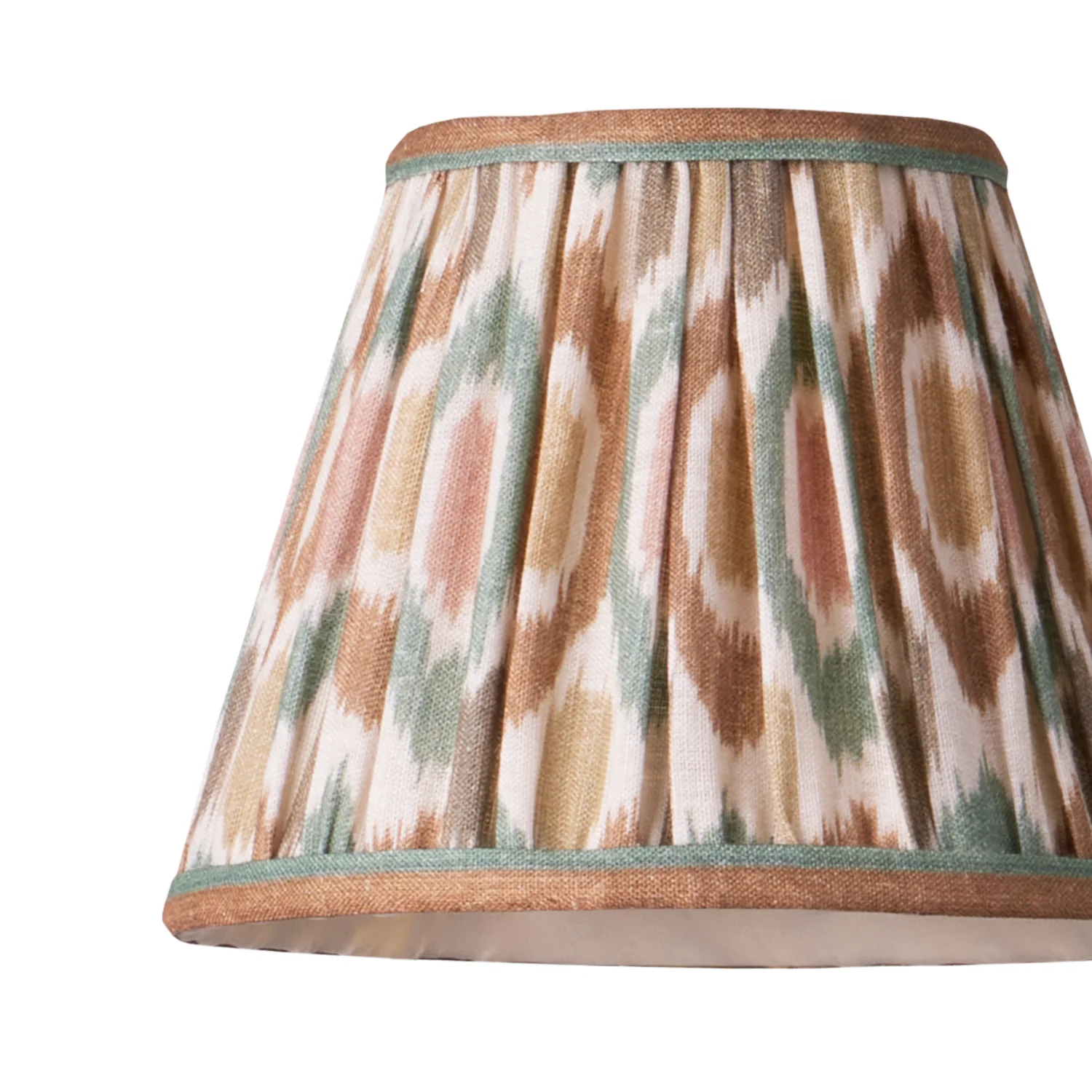 7 inch pendant shade in teal and brown Small Ikat Spot linen by GP & J Baker - Image 2