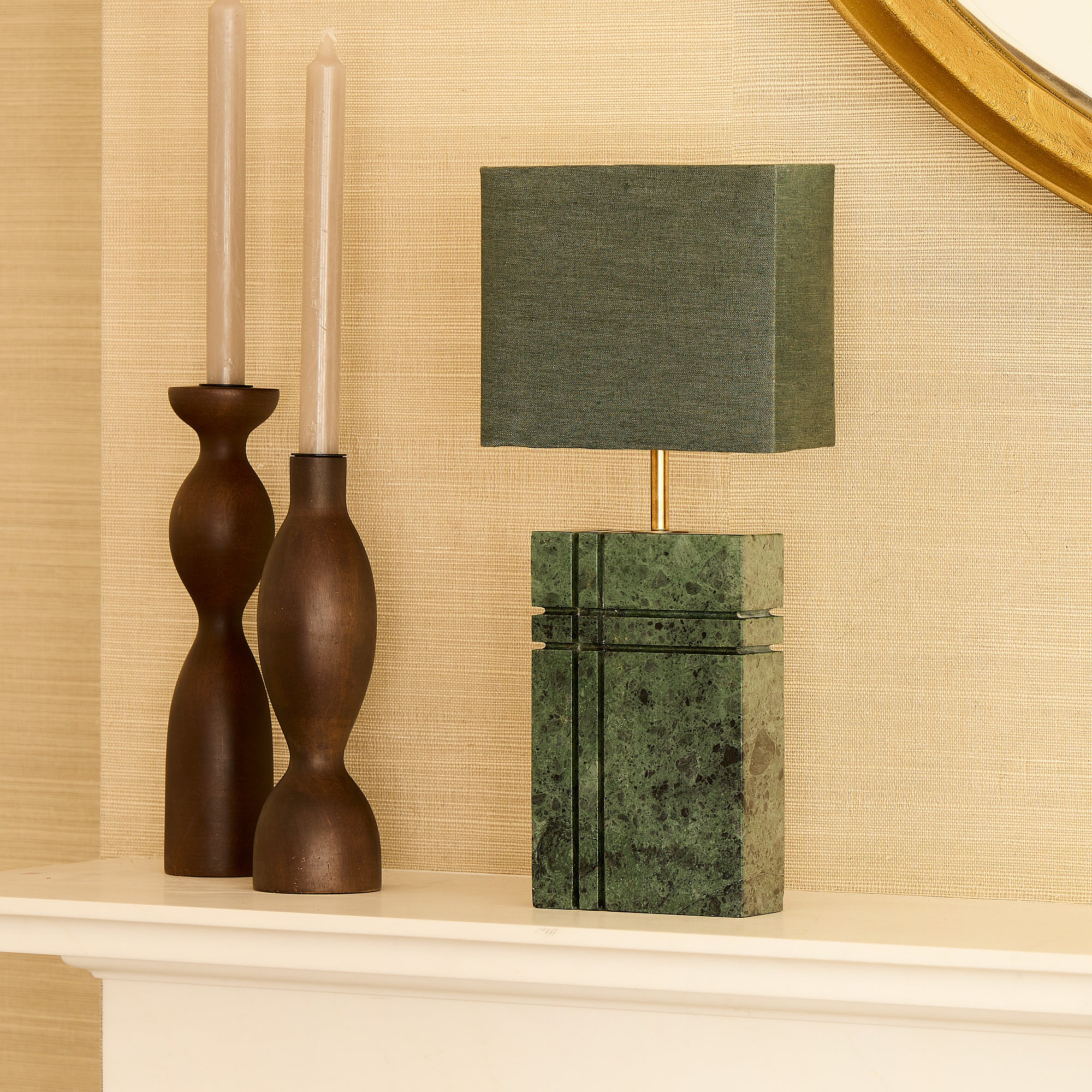 7inch rectangular lampshade in green linen - Image 4