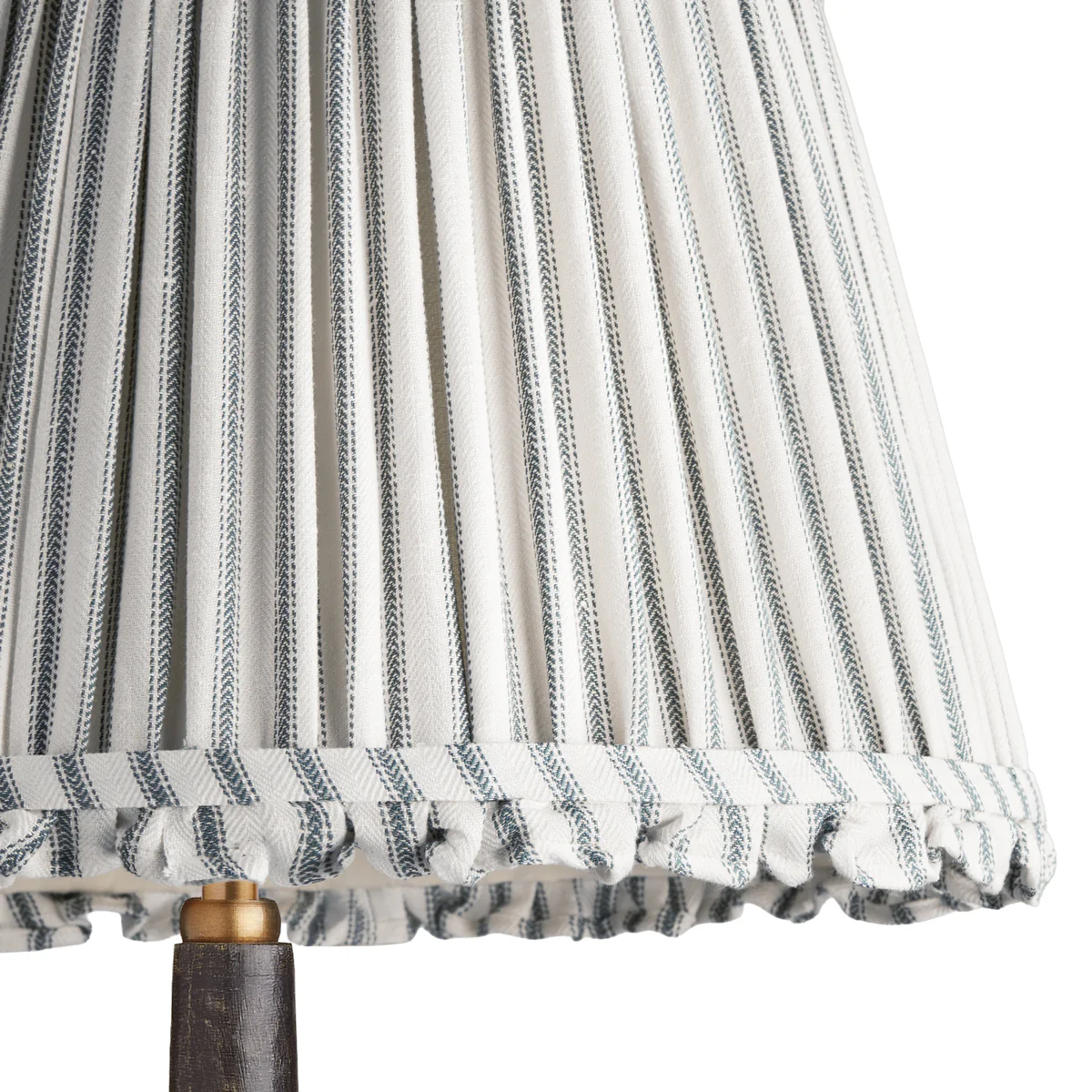 8 inch empire bloomer shade for cordless lamps in blue ticking linen - Image 2