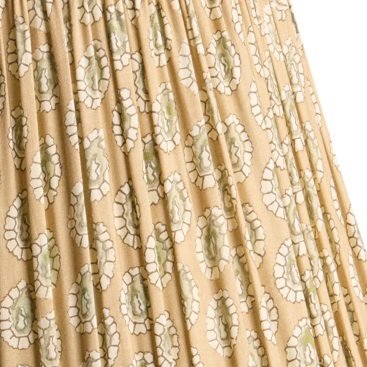 8 inch empire clip on shade in biscuit block printed Dotty gathered cotton by GP & J Baker
