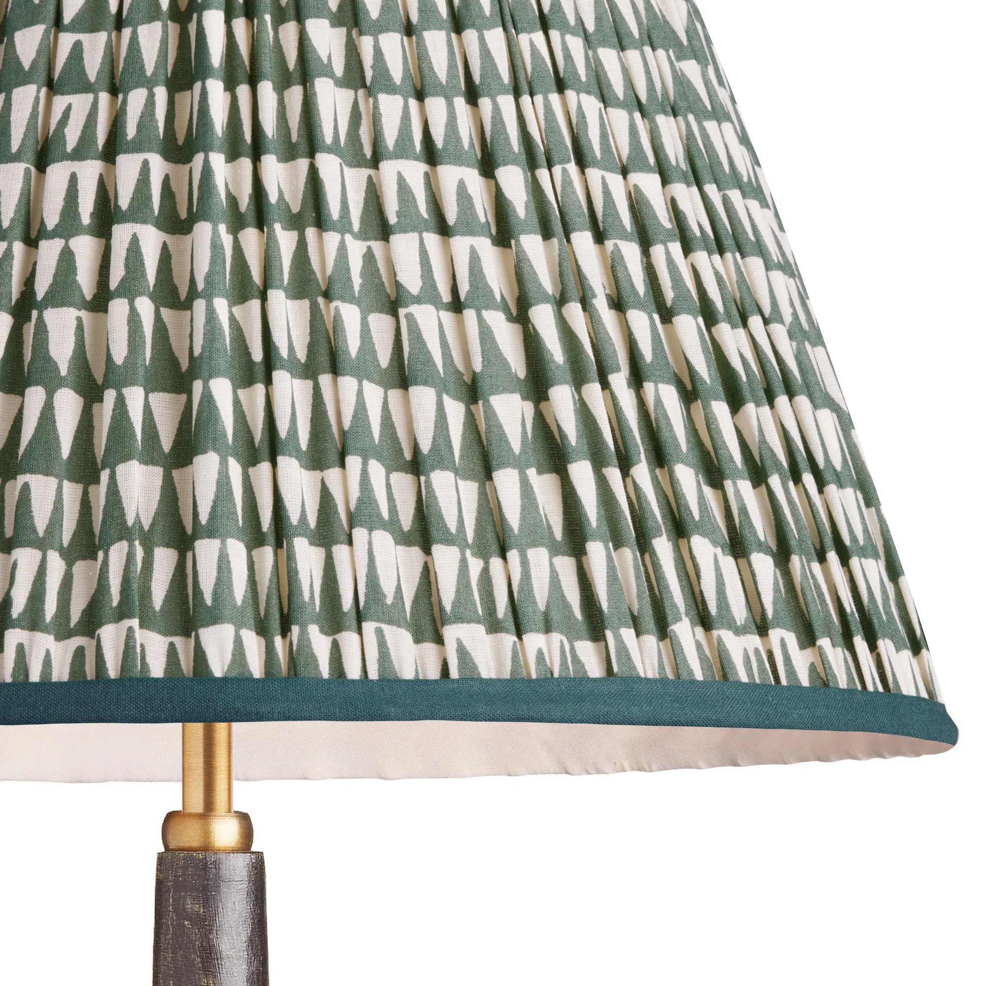 8 inch empire clip on shade in savannah teal with inky black tape block printed cotton - Image 2