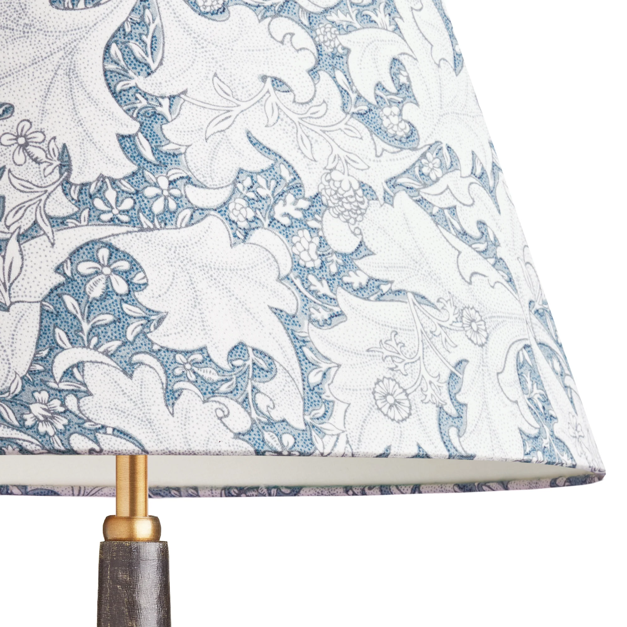 8 inch empire shade for cordless lamps in slate blue Wallflower printed cotton by Morris & co. - Image 2