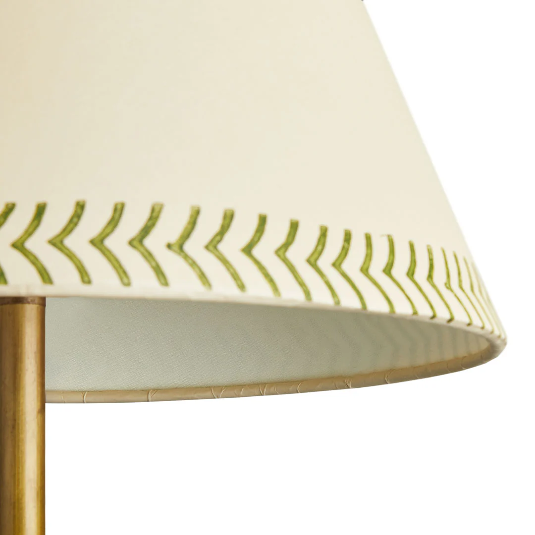 8 inch empire shade for cordless lamps in verdant arrows hand painted card