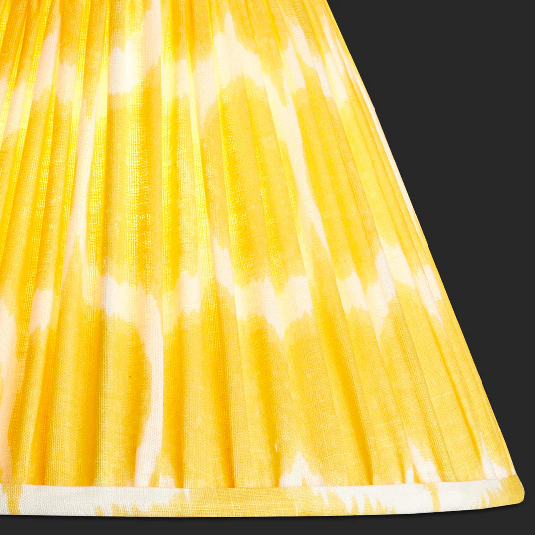 8 inch empire shade for cordless lamps in yoda ikat printed yellow linen - Image 3
