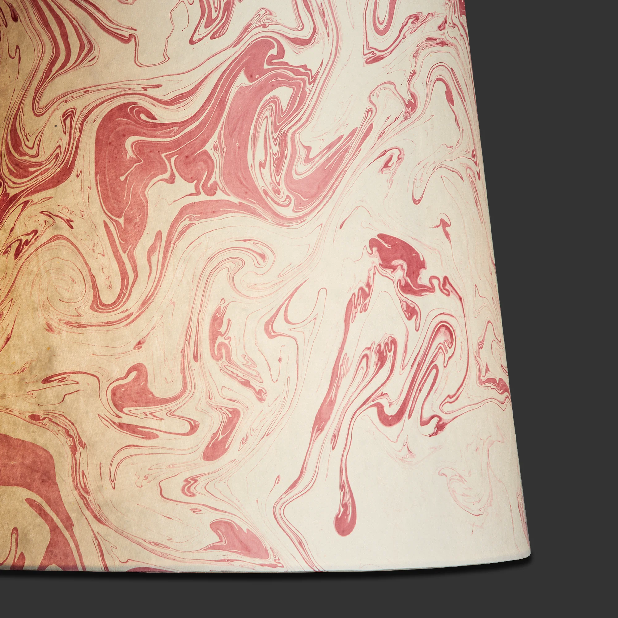 8 inch tall tapered hand made marbled paper shade for cordless lamps in red tanaro - Image 2