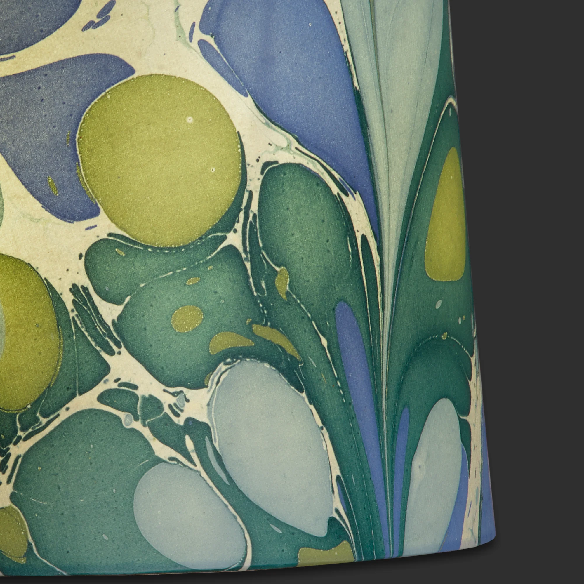 8 inch tall tapered shade in green and blue roya hand made marbled paper - Image 2