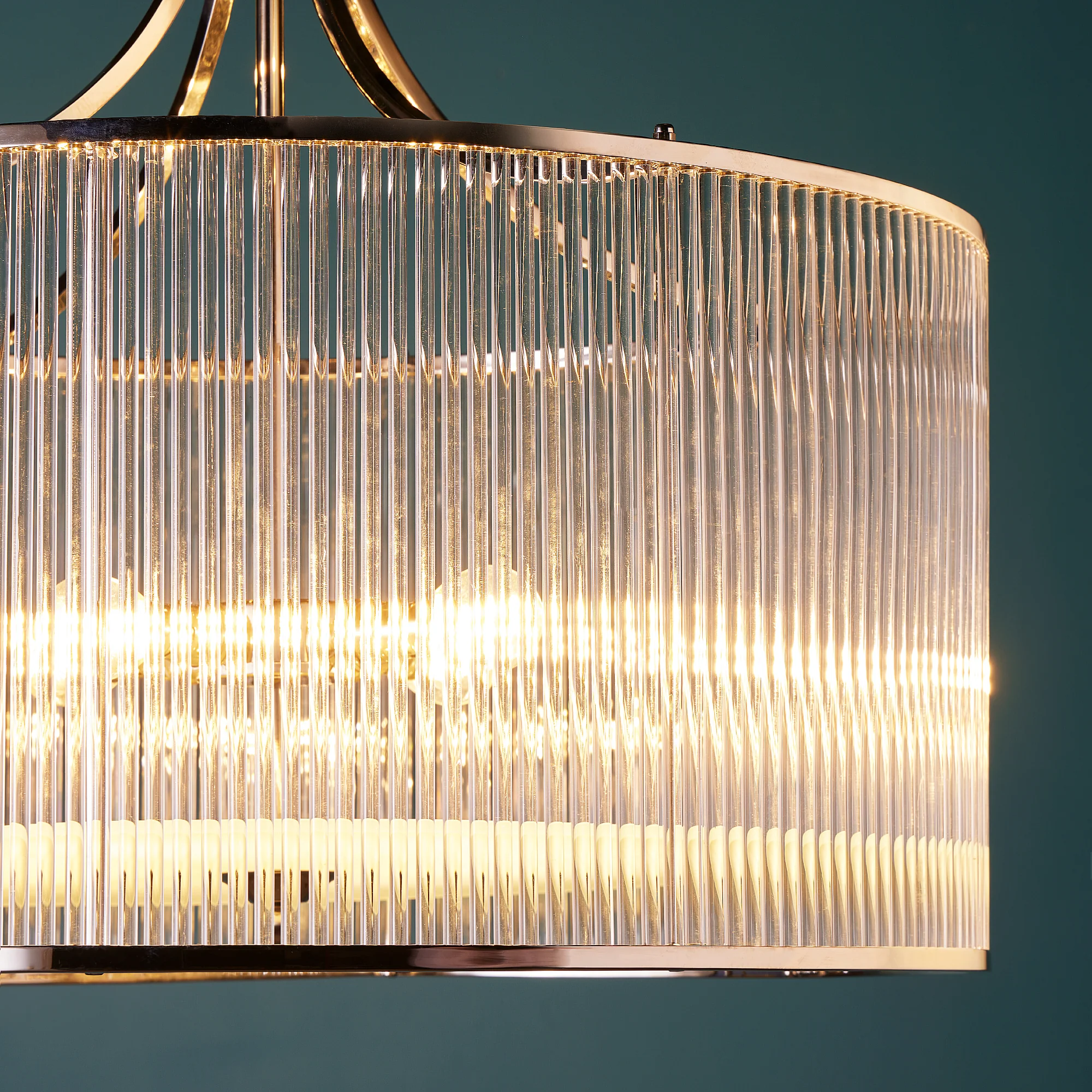 Artemis Chandelier in nickel with glass rods and frosted glass baffle - Image 6