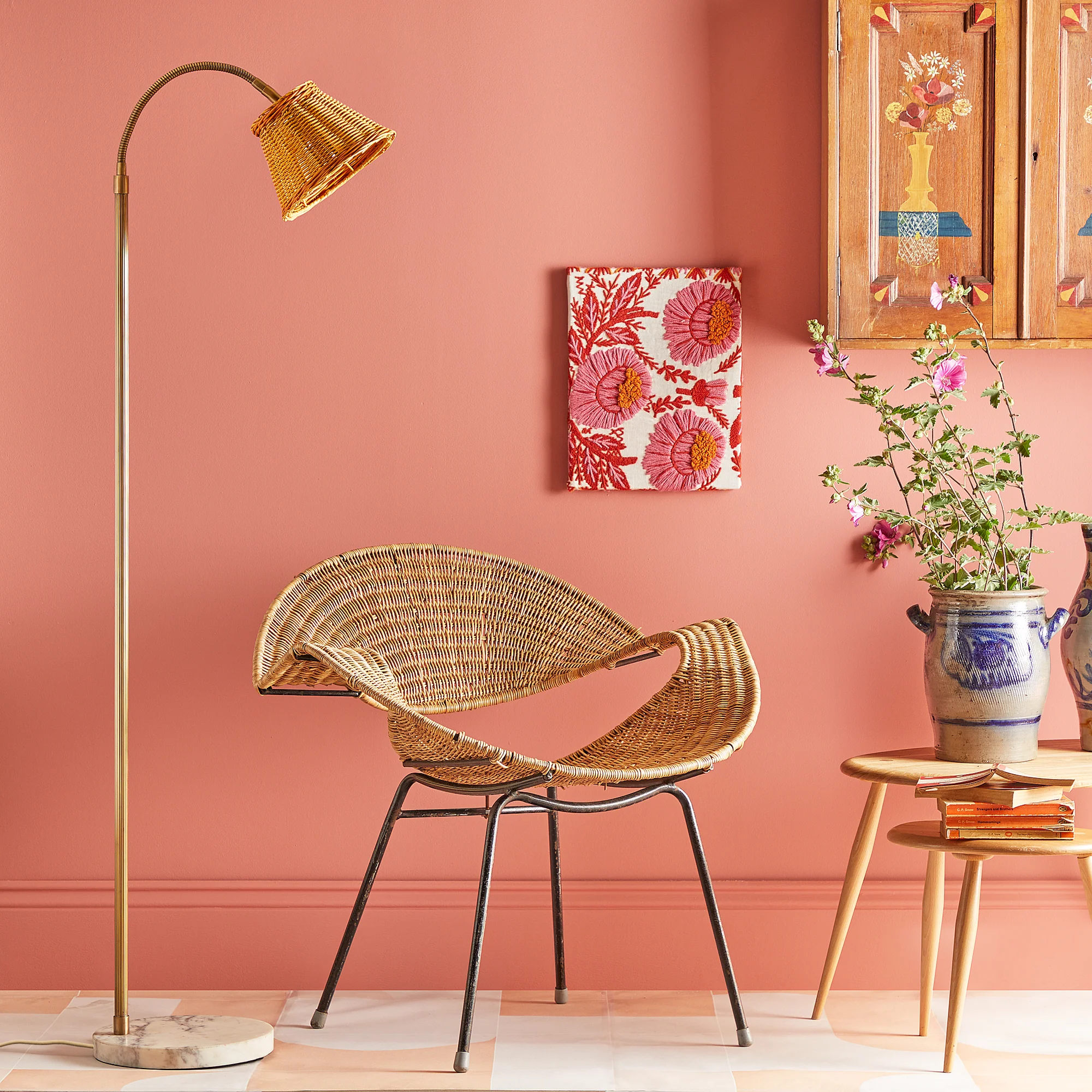 Bendle standing lamp in antiqued brass with marble base - Image 2