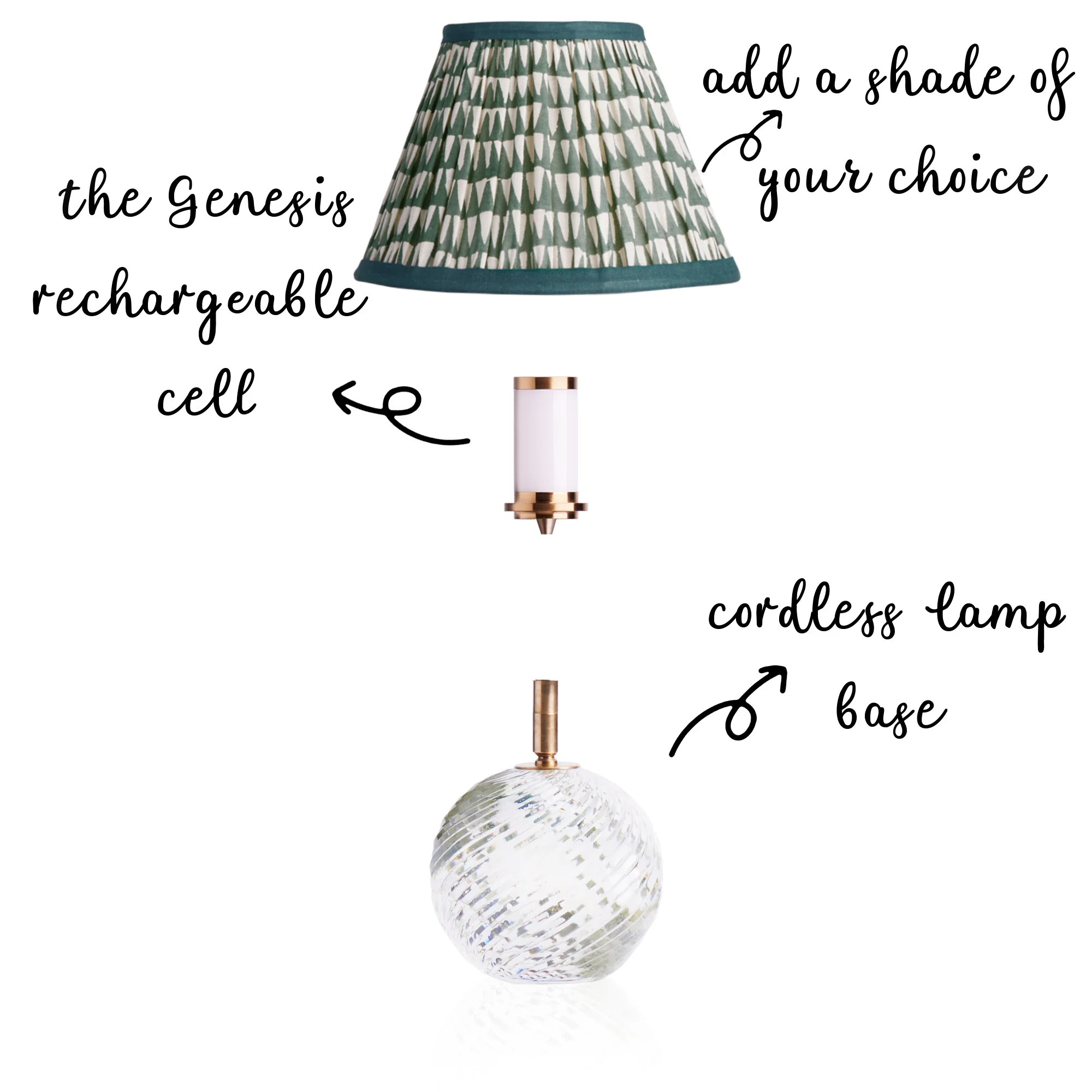 Daniella cordless table lamp in cut glass - Image 3