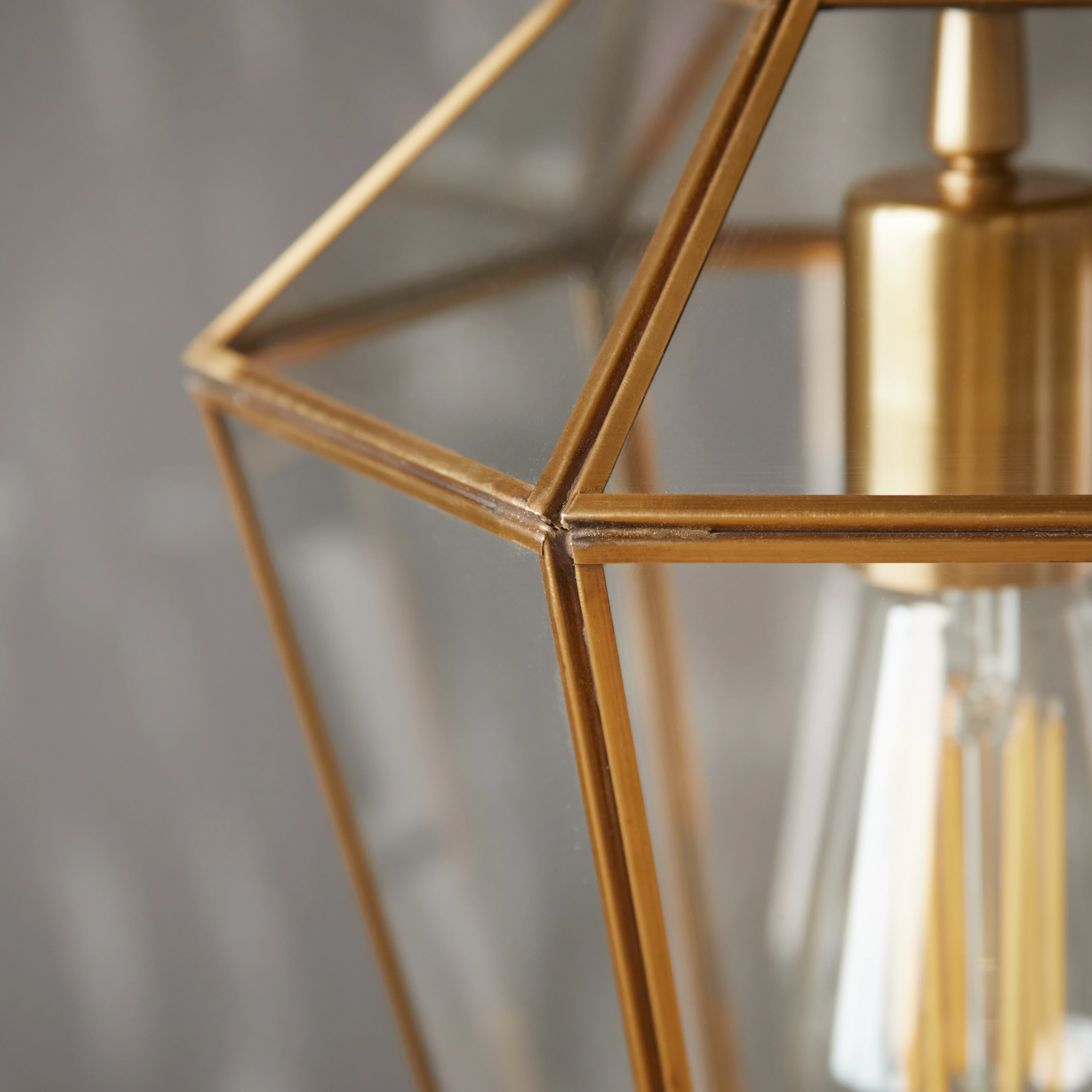 Dickens pendant light in antiqued brass and glass - Image 3