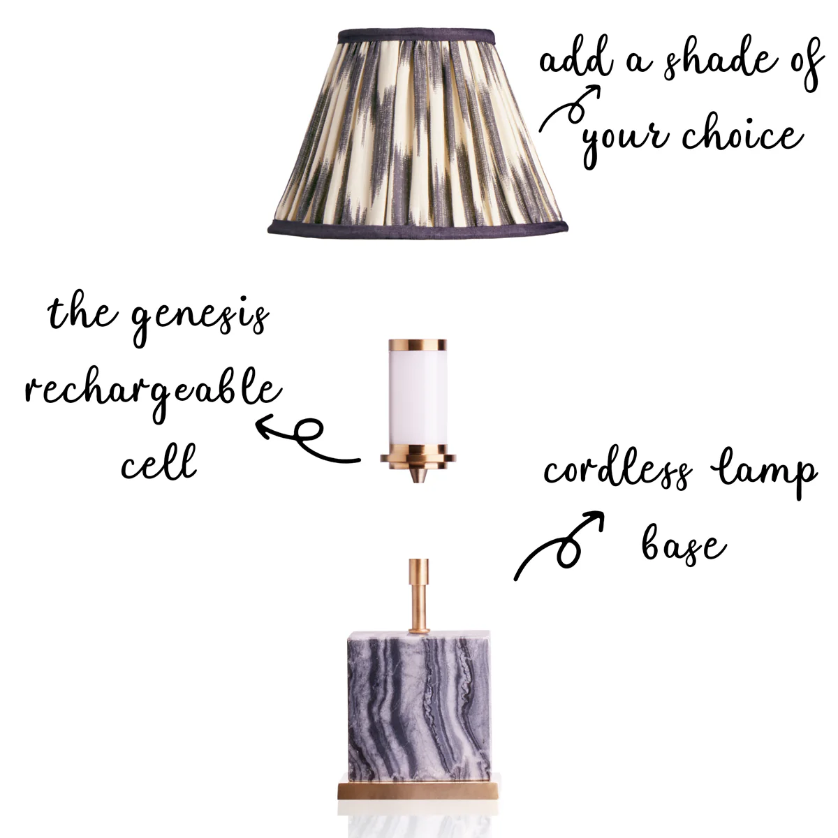 Doorstop cordless table lamp in black marble - Image 3