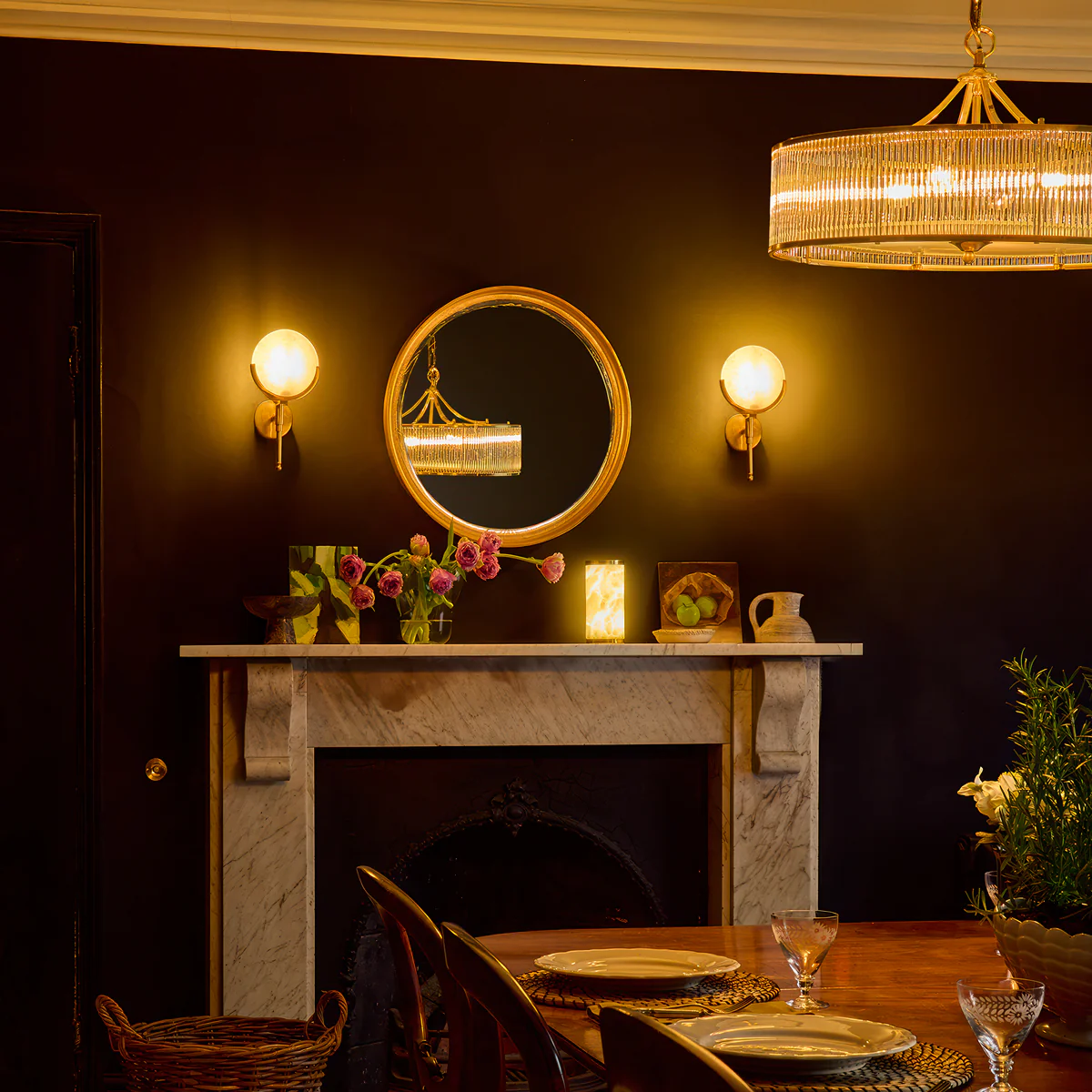 Firefly wall sconce in antiqued brass with an alabaster globe - Image 15