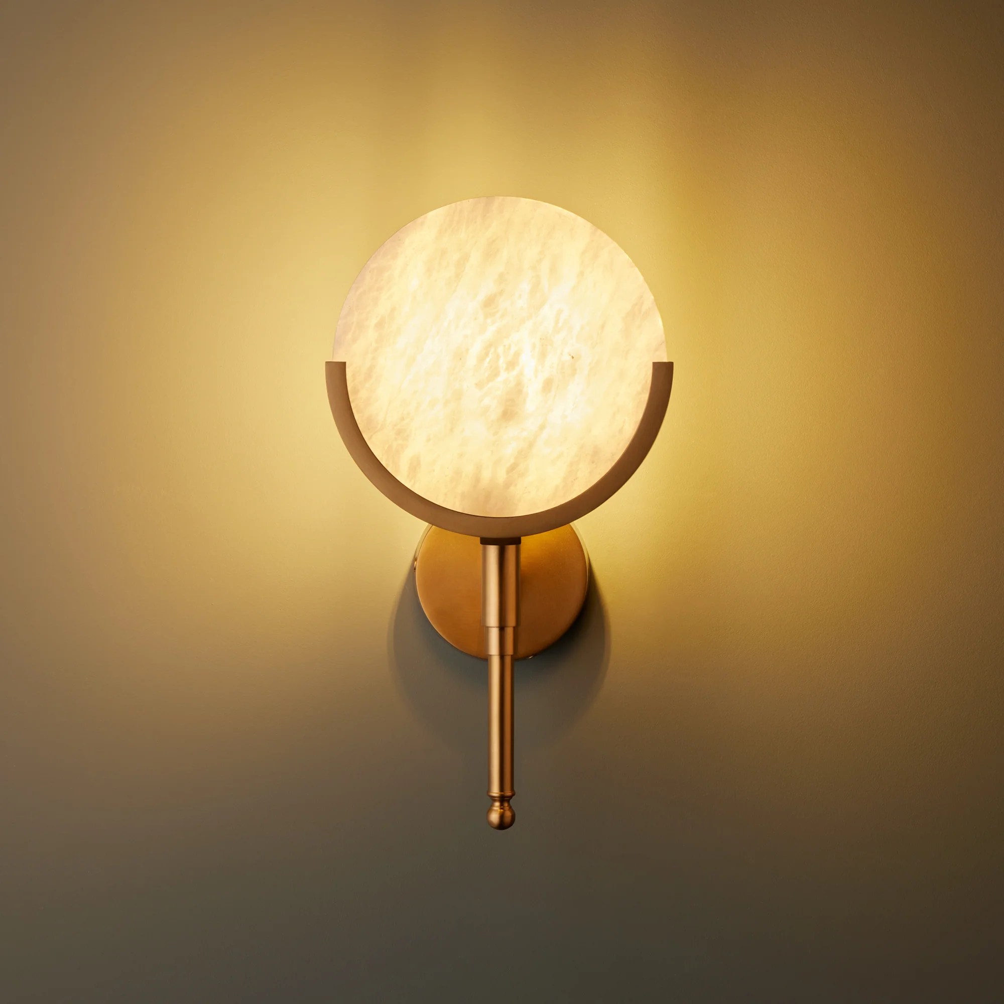 Firefly wall sconce in antiqued brass with an alabaster globe - Image 7