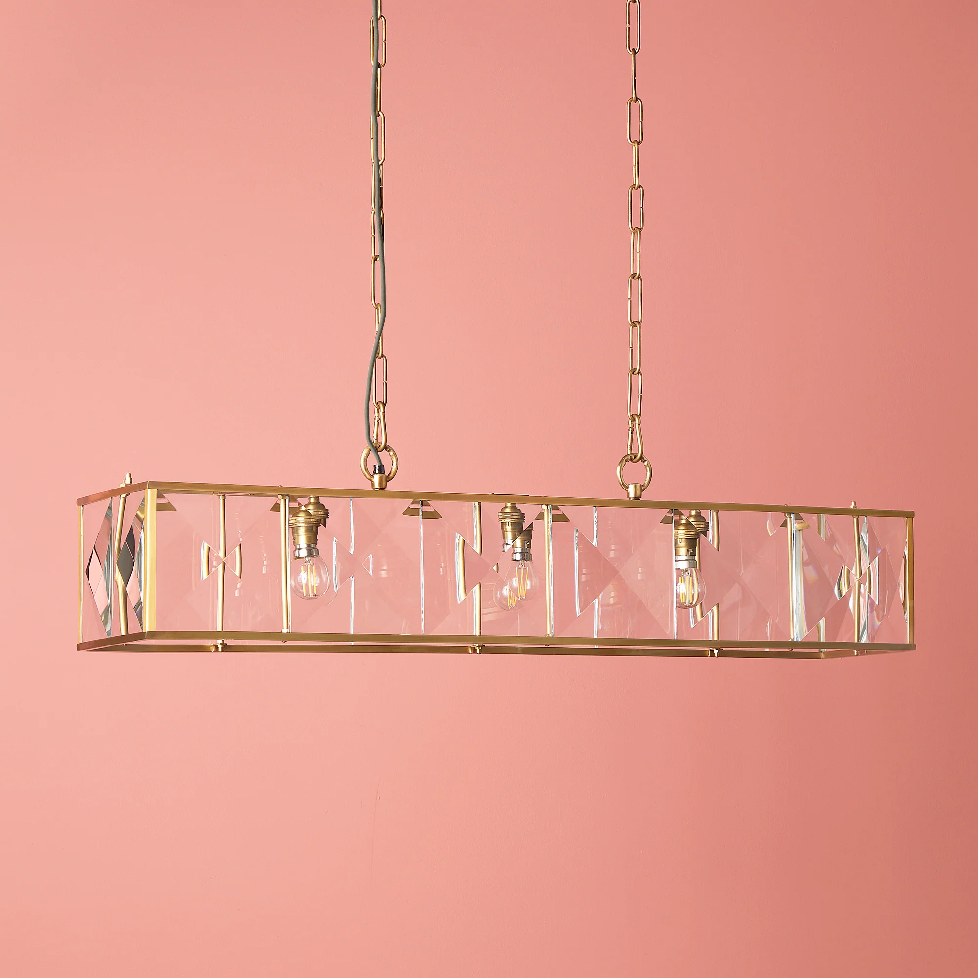 Hunza chandelier in prismatic glass and antiqued brass - Image 4