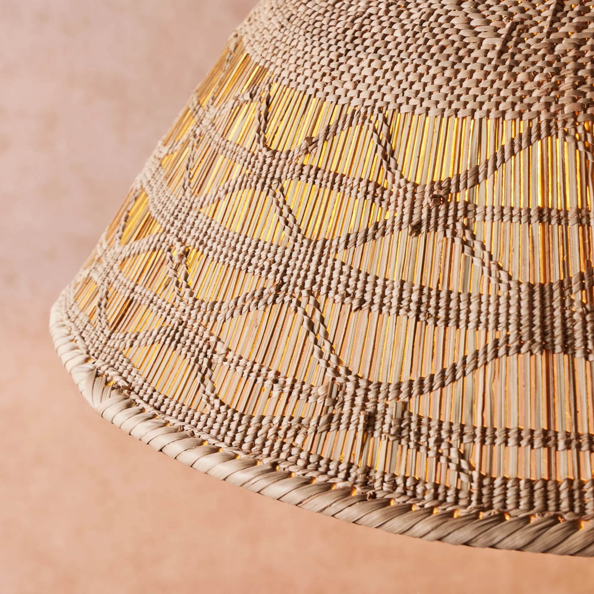 Khaya smaller pendant shade with binga pattern in natural - Image 5