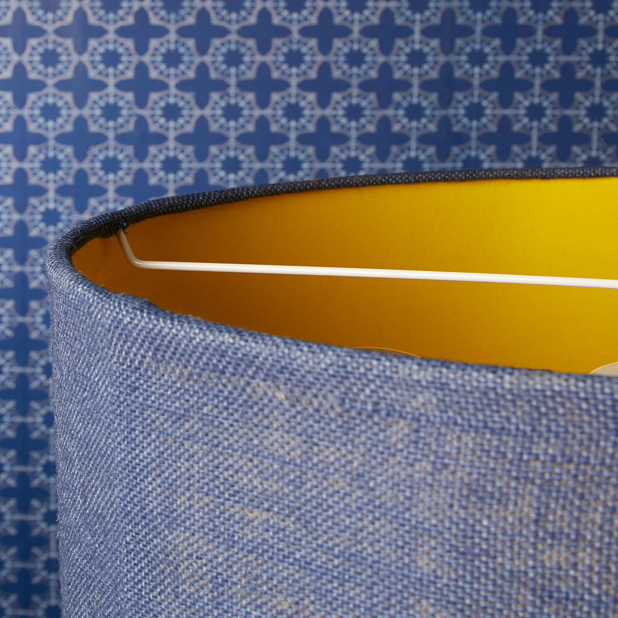 Larger Jute pendant light in navy with baffle - Image 5