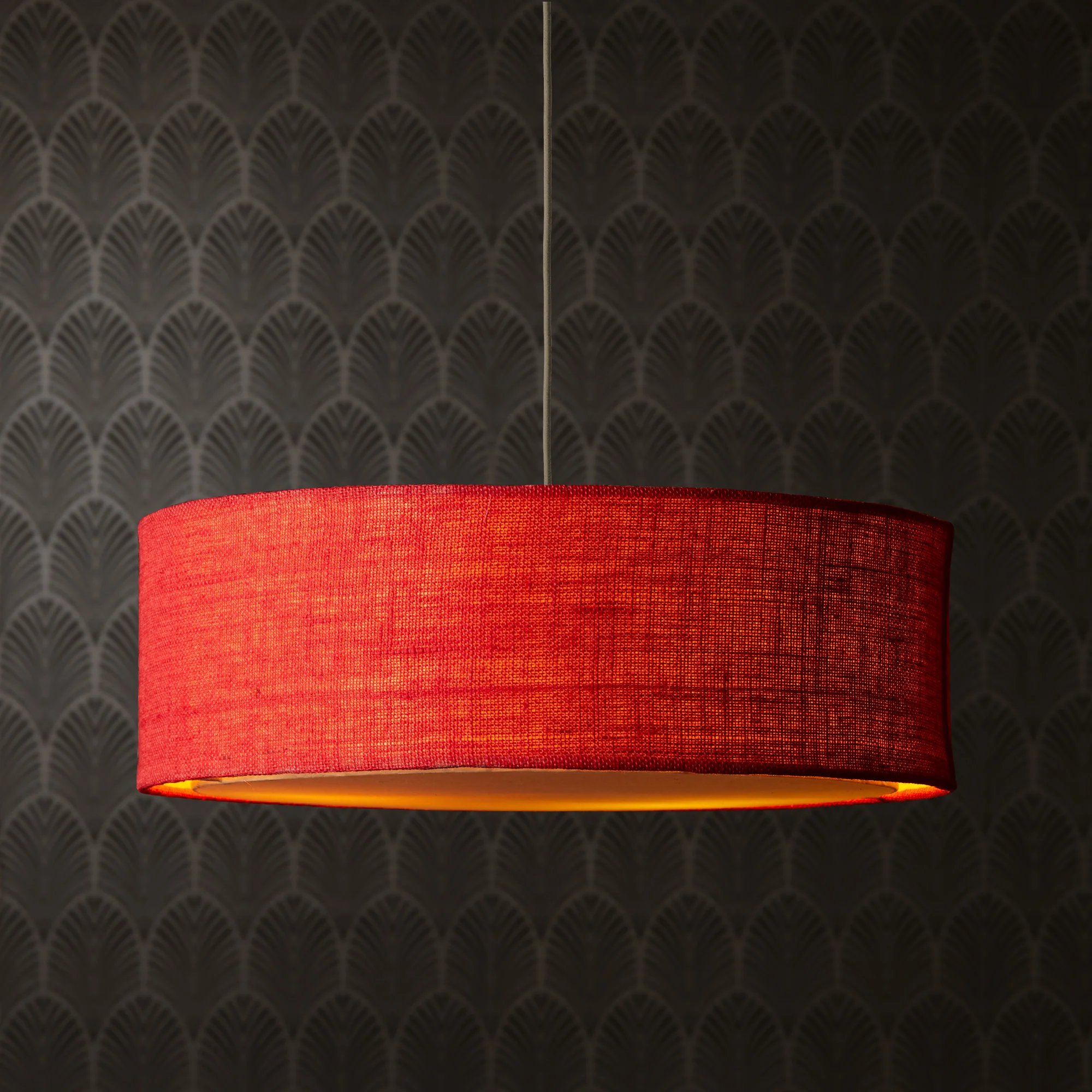 Larger Jute pendant light in red with baffle - Image 3
