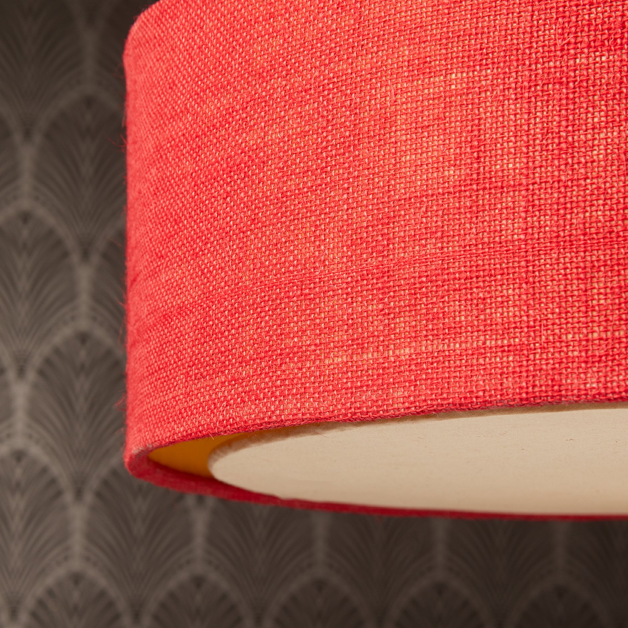 Larger Jute pendant light in red with baffle - Image 4