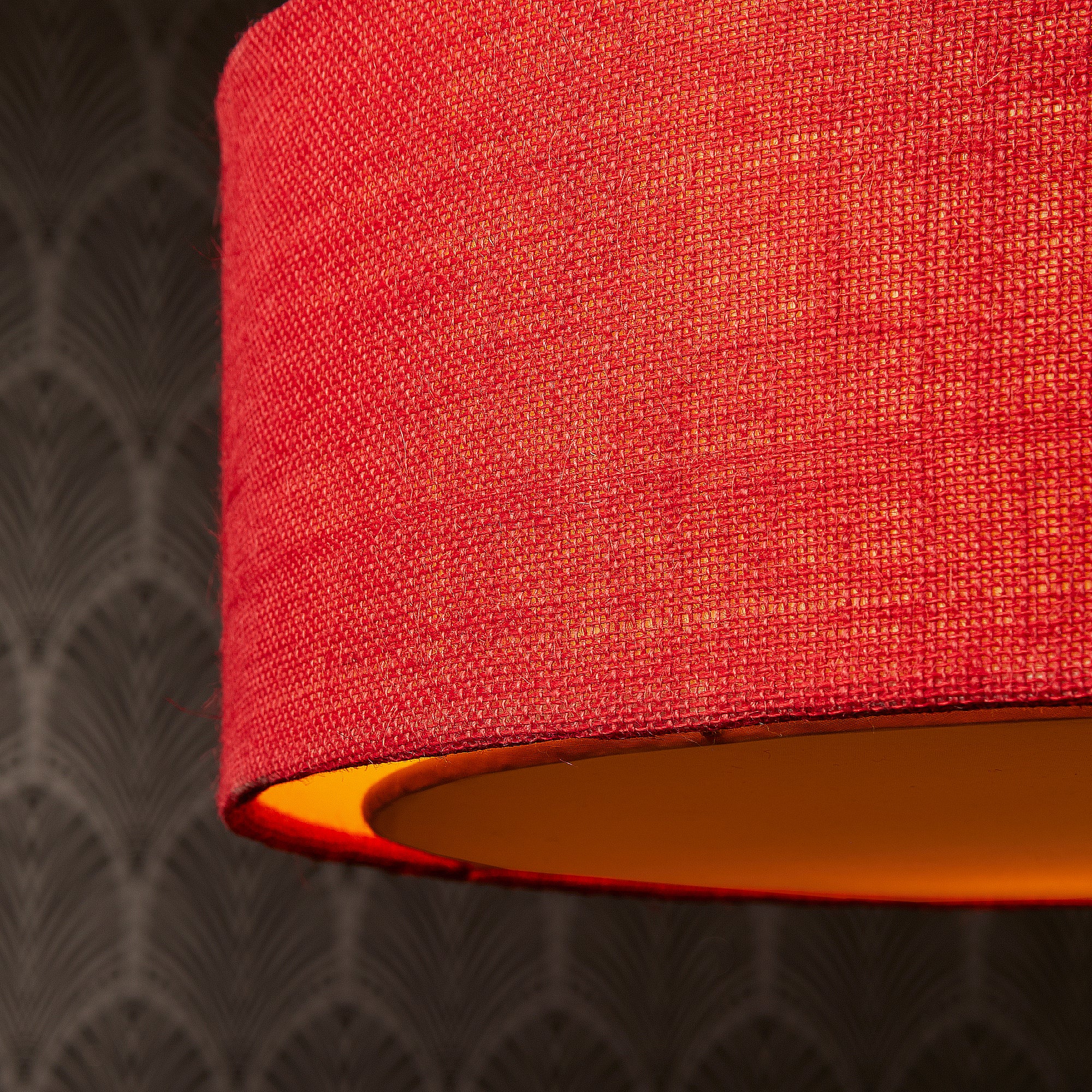 Larger Jute pendant light in red with baffle - Image 5