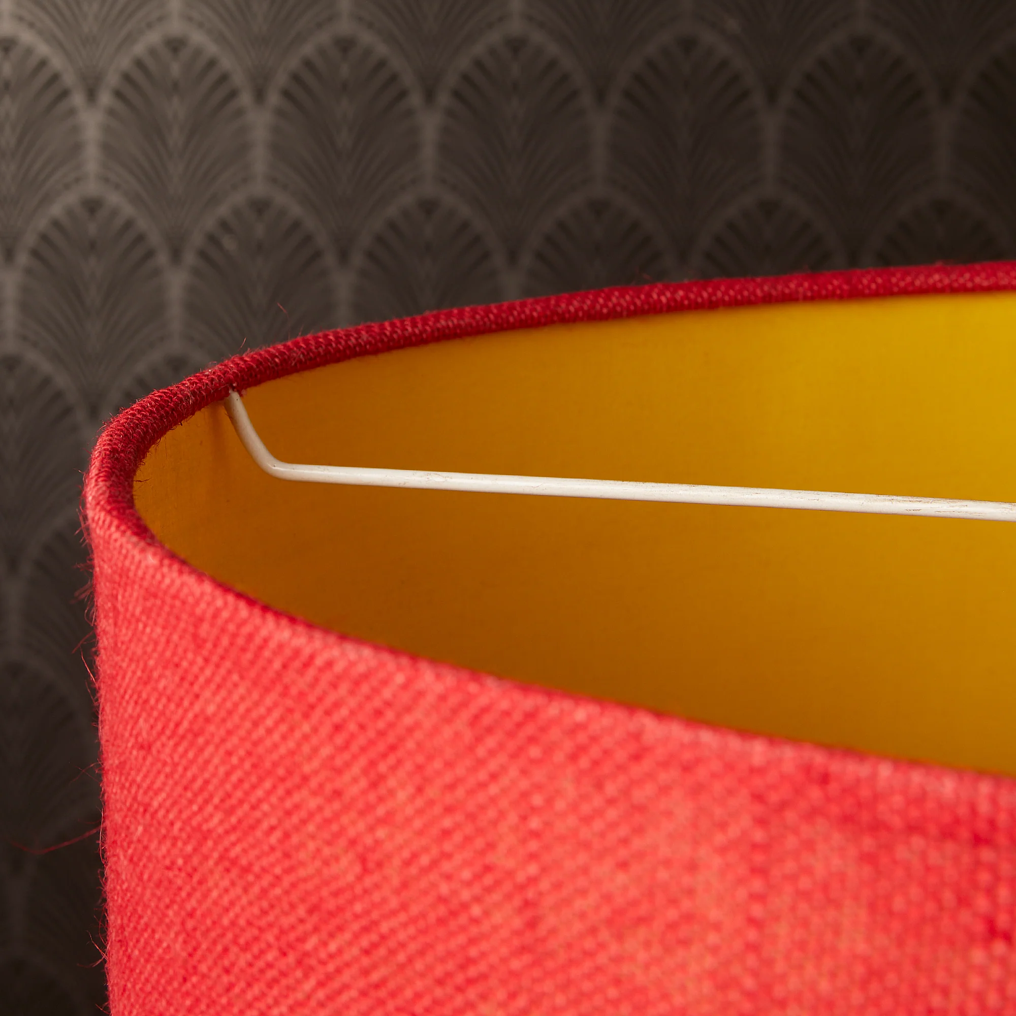 Larger Jute pendant light in red with baffle - Image 6