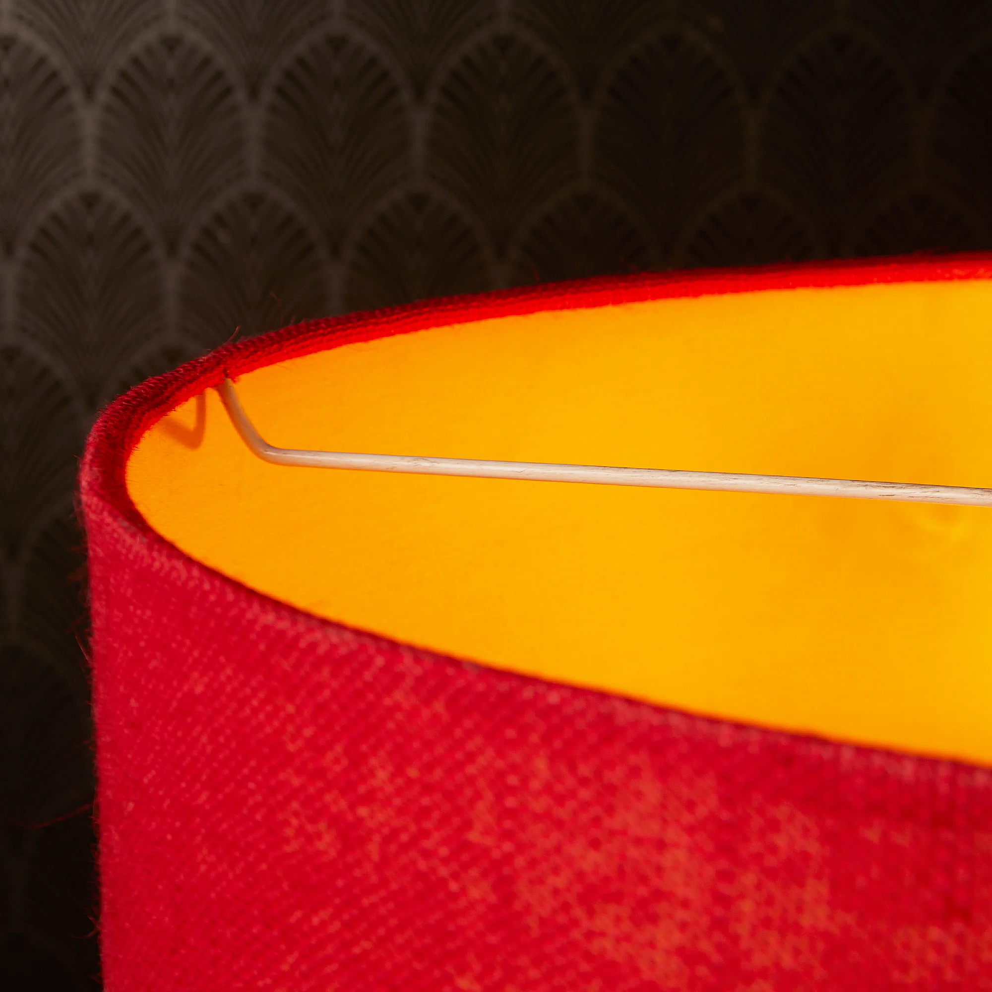 Larger Jute pendant light in red with baffle - Image 7