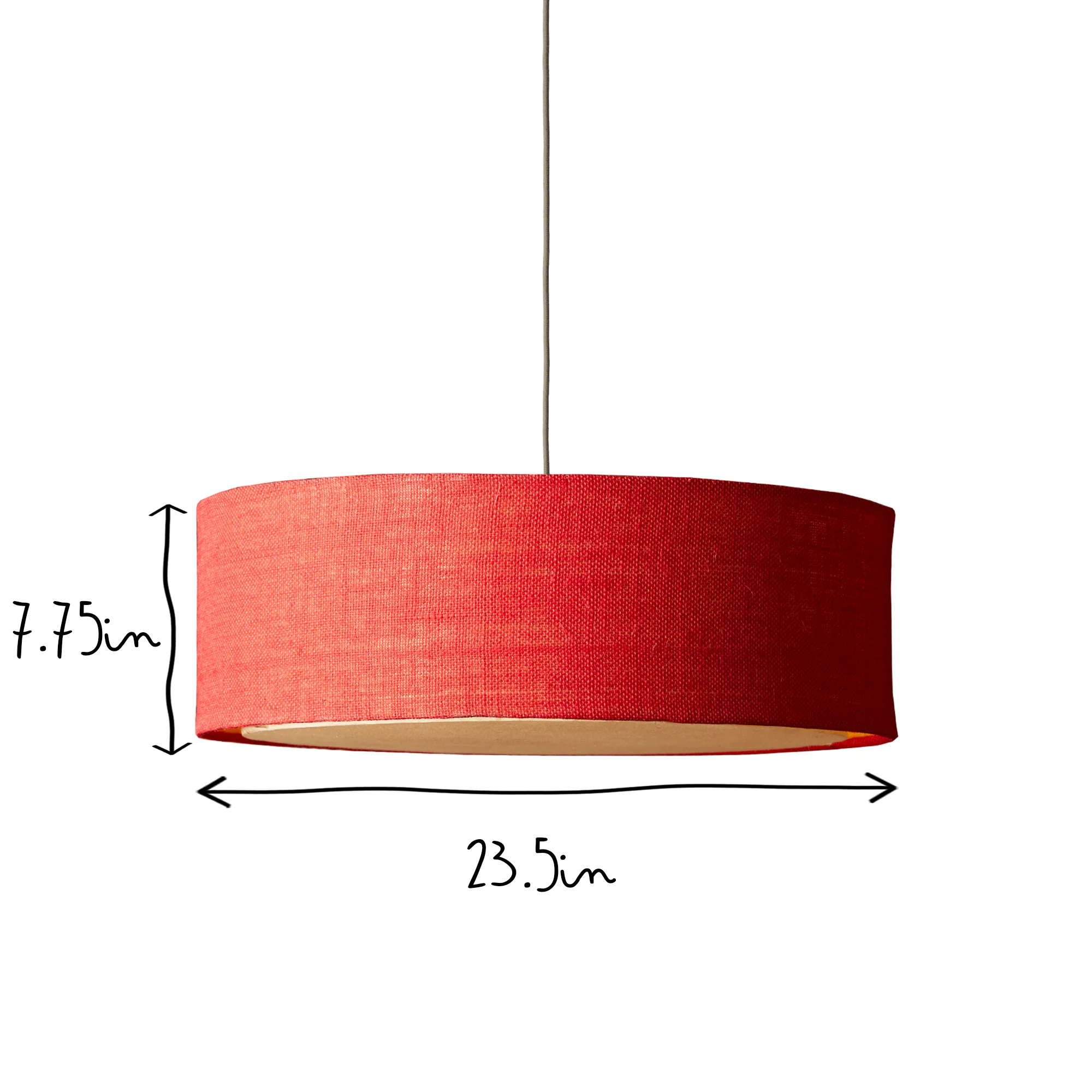 Larger Jute pendant light in red with baffle - Image 8