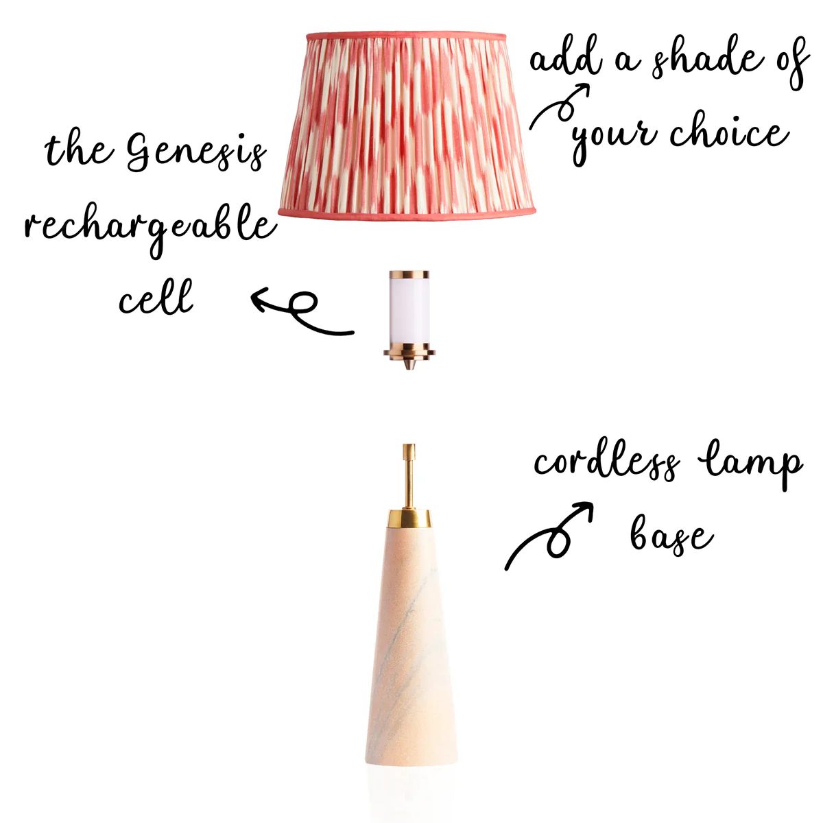 Larger Marmaron cordless table lamp in pink - Image 3