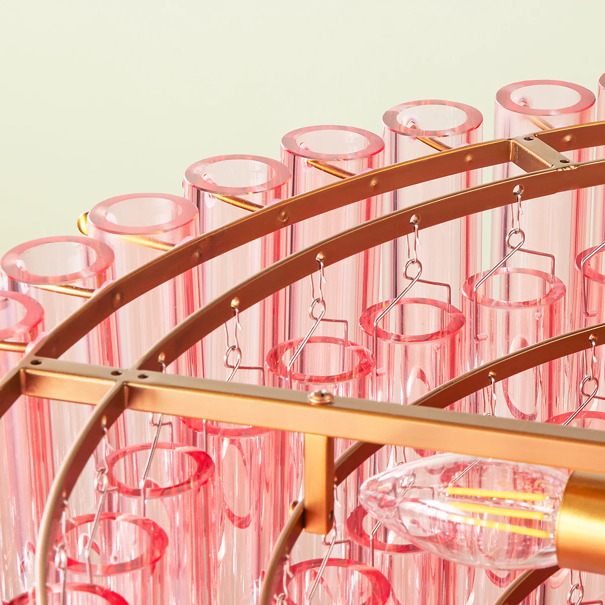 larger oldfield chandelier in pink glass - Image 10