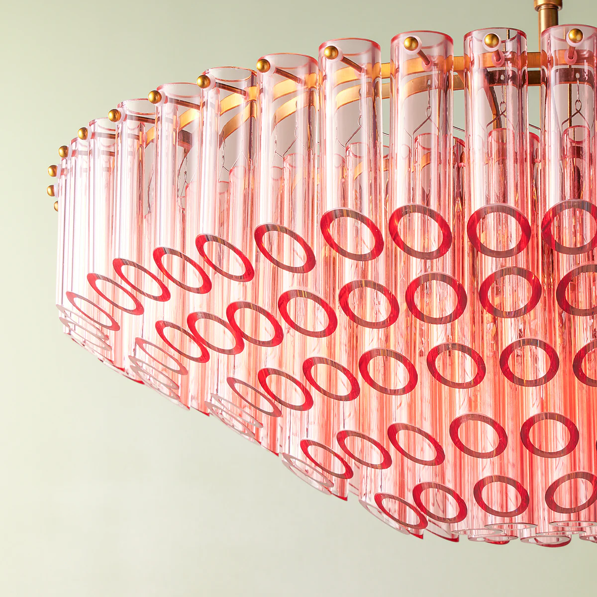larger oldfield chandelier in pink glass - Image 3