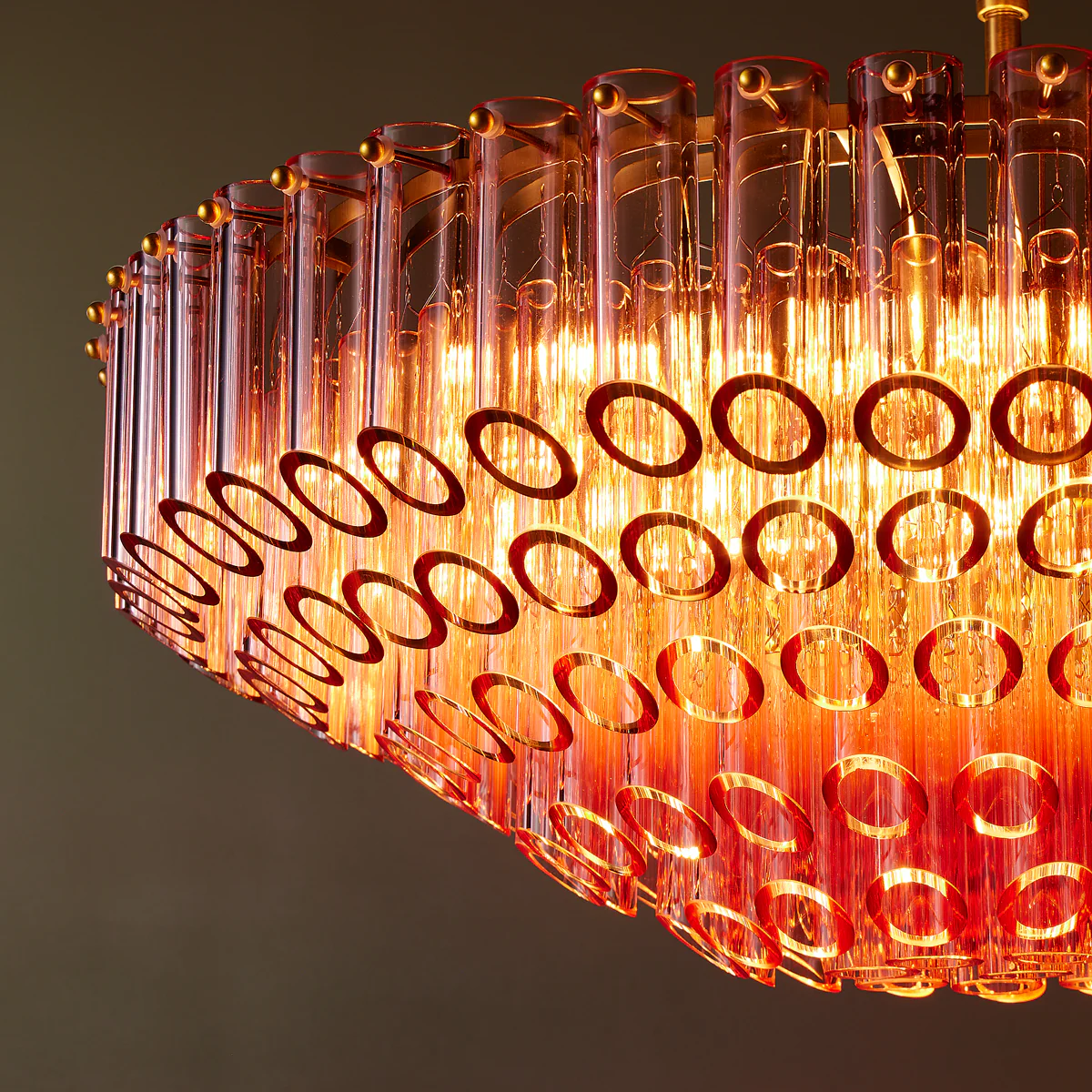 larger oldfield chandelier in pink glass - Image 4