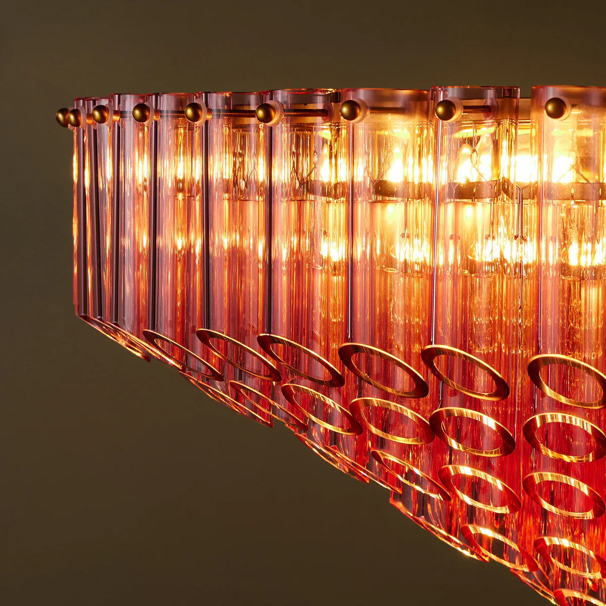 larger oldfield chandelier in pink glass - Image 8