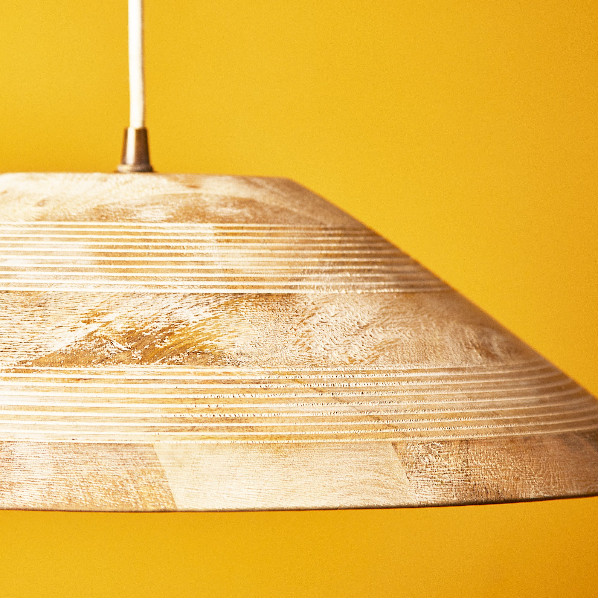 Larger Rockport pendant light in wood with white enamel interior - Image 4